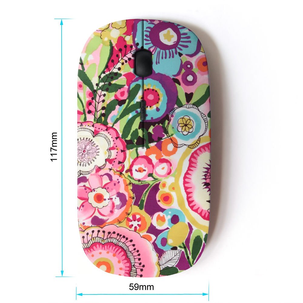2.4G Wireless Optical Mouse with Floral Pink Pattern - Perfect for Women, Office, Home & Gaming Use