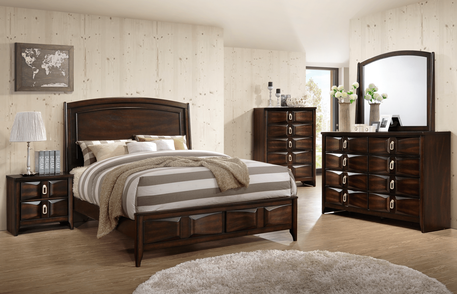 Roxy 2-Drawer Brown Nightstand - Compact Bedside Table with Storage for Bedroom, Living Room & Office