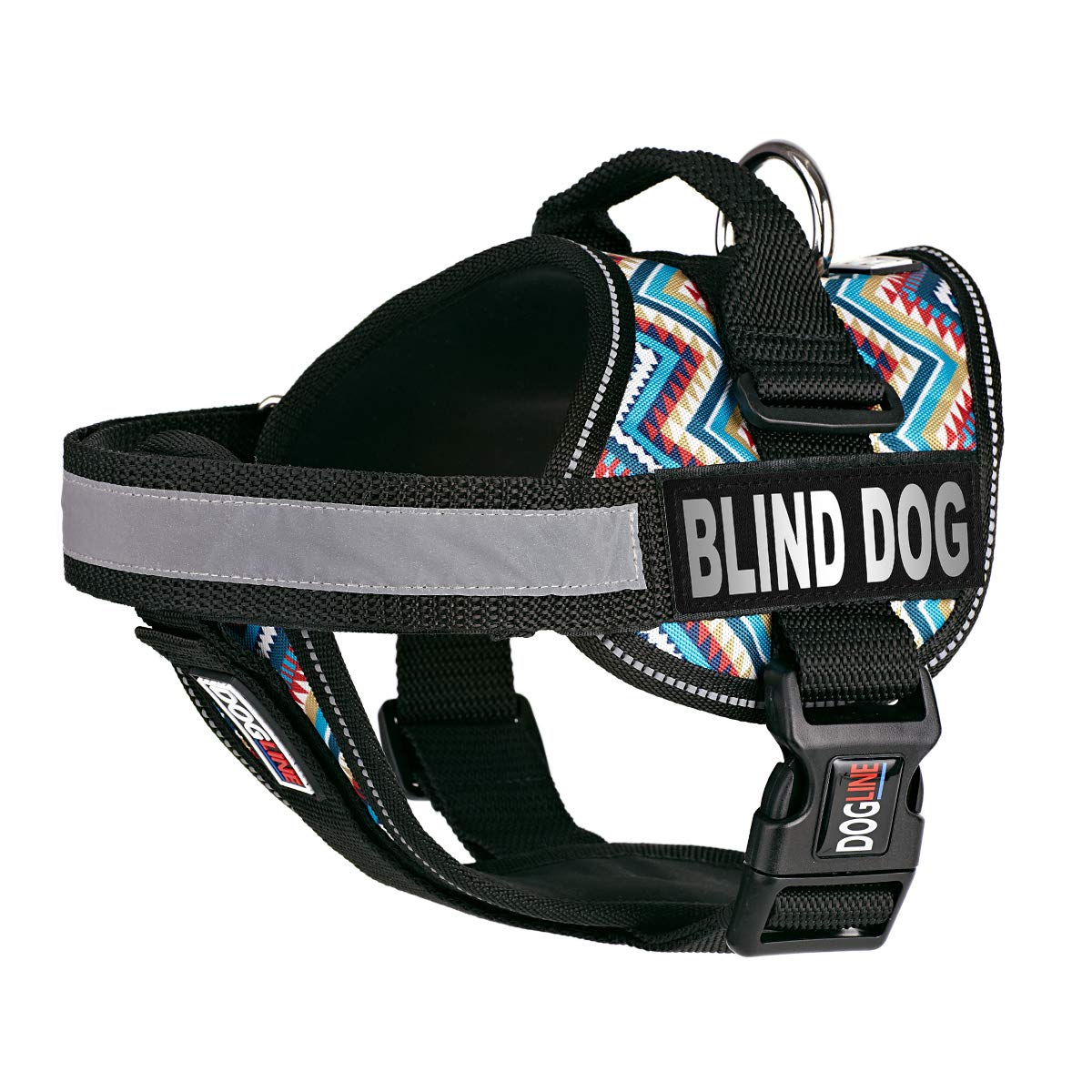 Dogline Unimax No-Pull Dog Harness Vest with Reflective Blind Dog Patches - Adjustable Breathable Neoprene for Training, Service & Medical Dogs (22-30