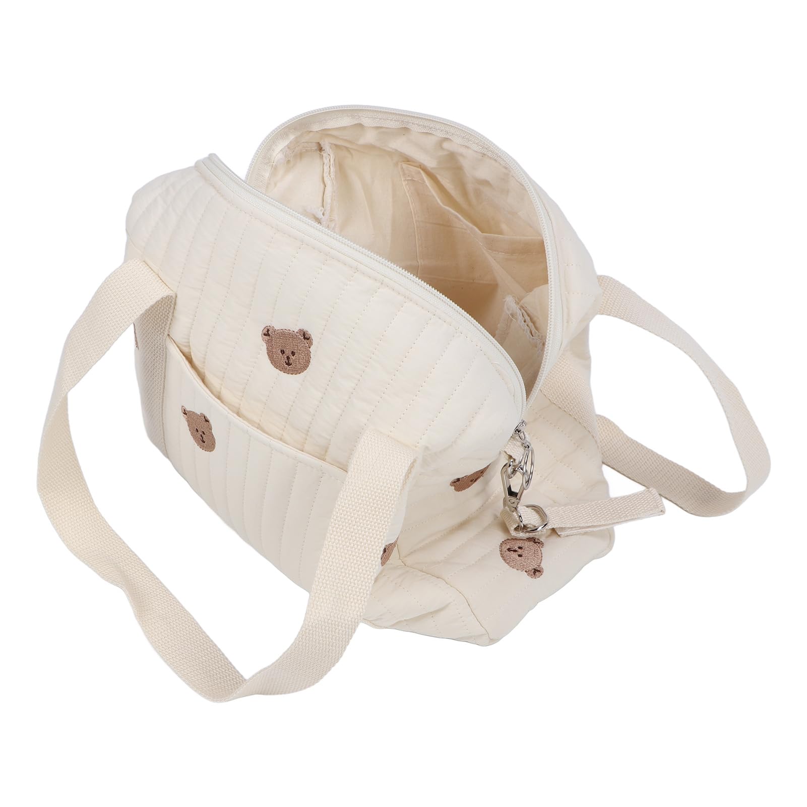 Baby Stroller Storage Bag with Zipper - Reusable Hanging Organizer for Diapers & Essentials, Embroidery Bear Design - Perfect for Shopping, Travel & Daily Outings with Your Baby