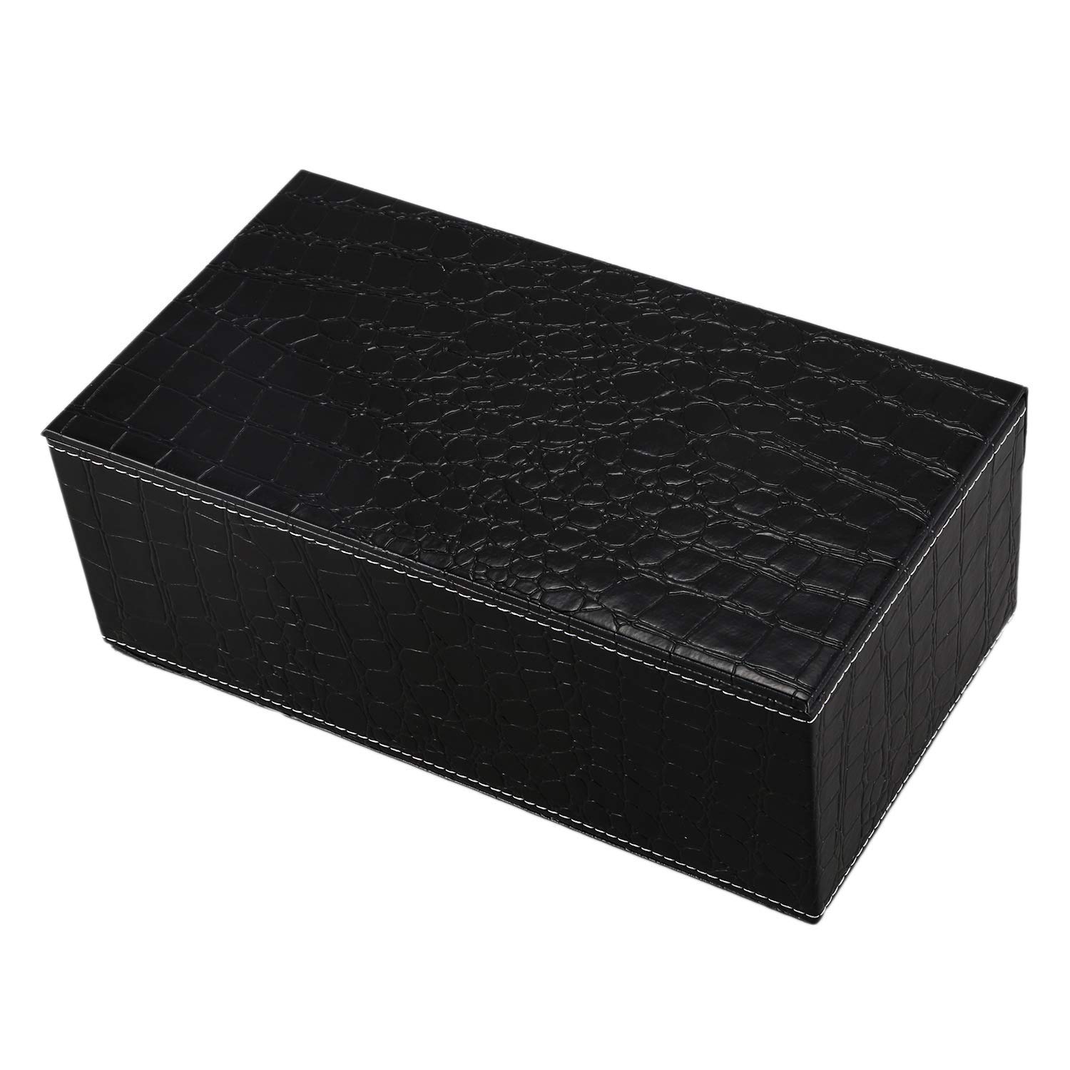 Black Rectangle Tissue Box Holder - Stylish Home & Office Paper Tissue Case for Living Room, Bedroom, and Desk Organization