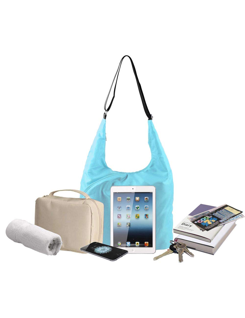 Foldable Travel Hobo Crossbody Bag - Packable & Lightweight for Women, Blue | Perfect for Commuting, Shopping & Weekend Getaways
