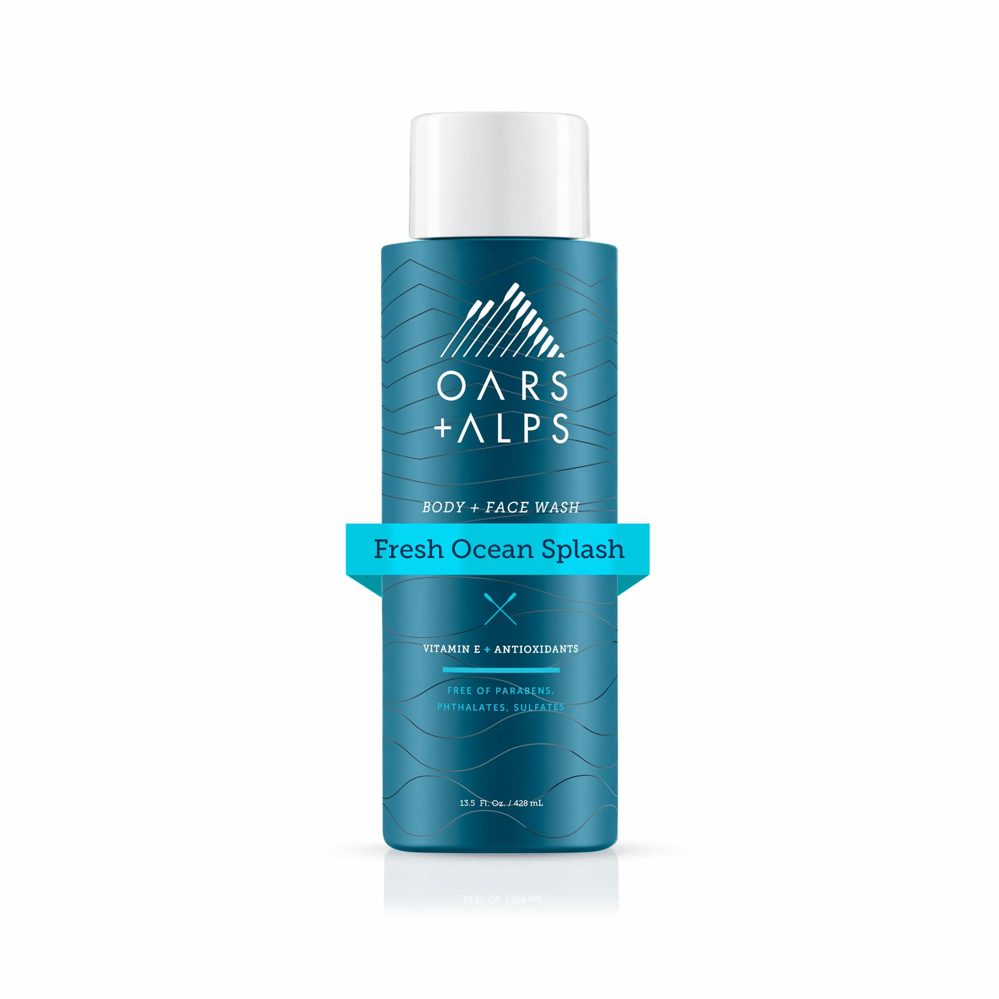 Oars + Alps Men's Moisturizing Body & Face Wash with Vitamin E & Antioxidants | Sulfate-Free Skin Care | Fresh Ocean Scent | Hydrating Cleanser for Men | Perfect for Gym, Travel & Daily Shower Routine