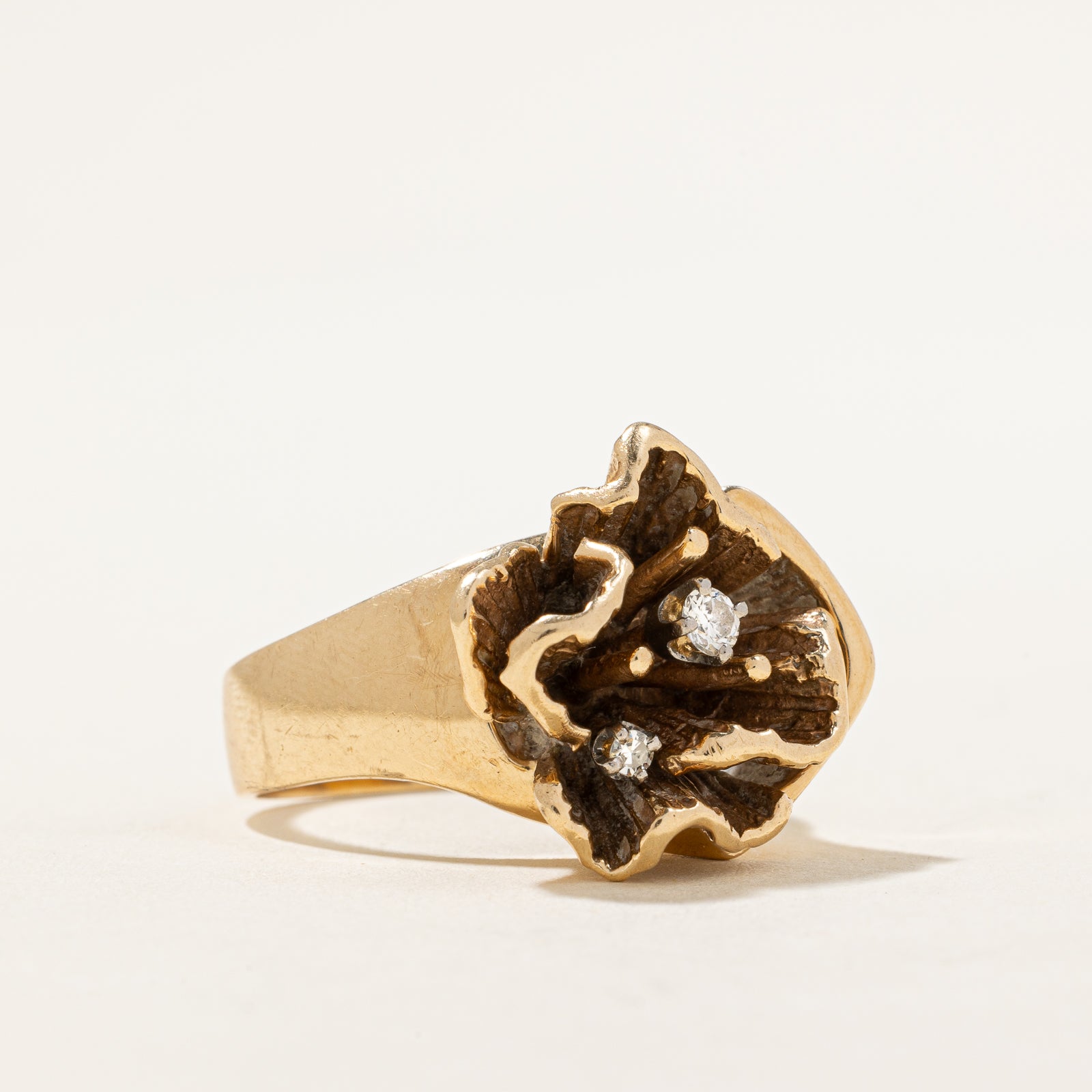 0.08ctw Diamond Flower Cocktail Ring - Size 8.25 - Elegant Statement Jewelry for Parties, Weddings & Special Occasions