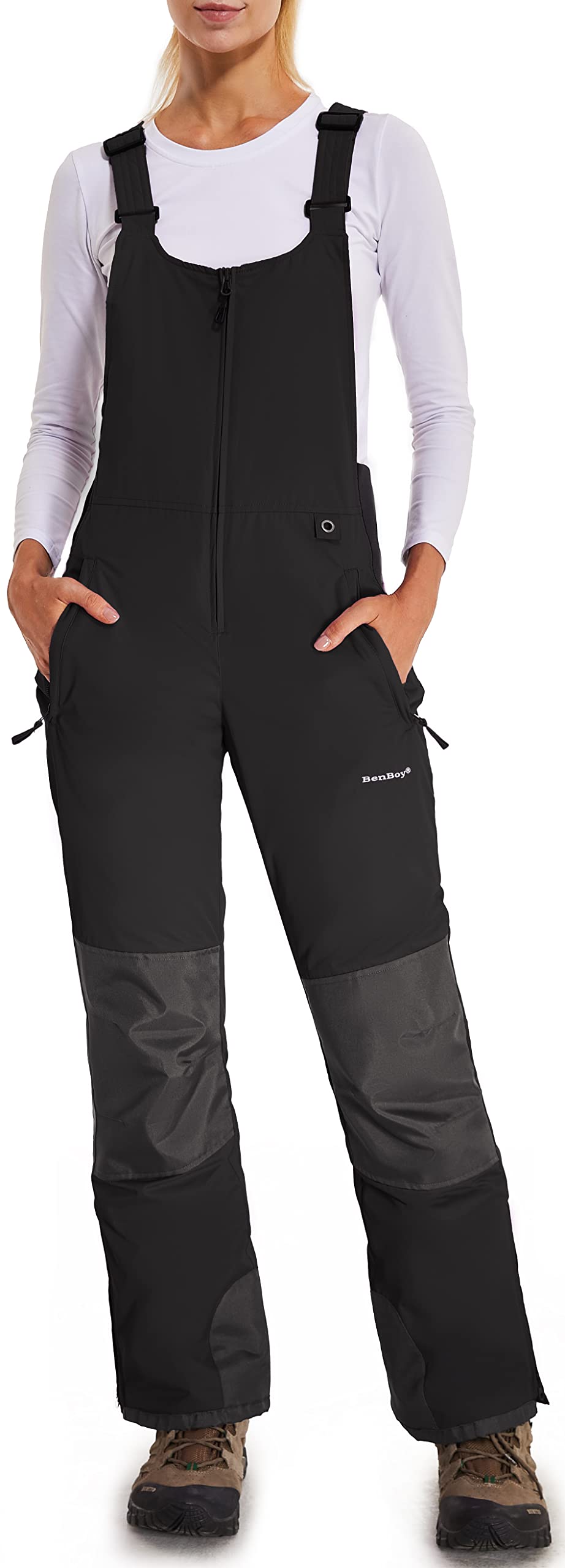 BenBoy Women's Waterproof Insulated Snow Bibs - Windproof Ripstop Ski Overalls for Snowboarding & Winter Sports | Warm Snow Pants for Skiing, Snowboarding & Outdoor Activities