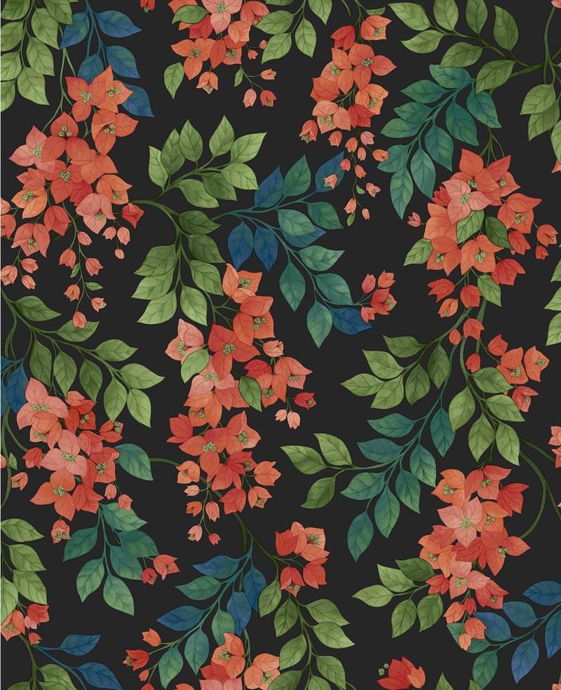 Cole and Son Bougainvillea Red Botanical Wallpaper - Premium Floral Design for Living Room, Bedroom & Dining Room Decor