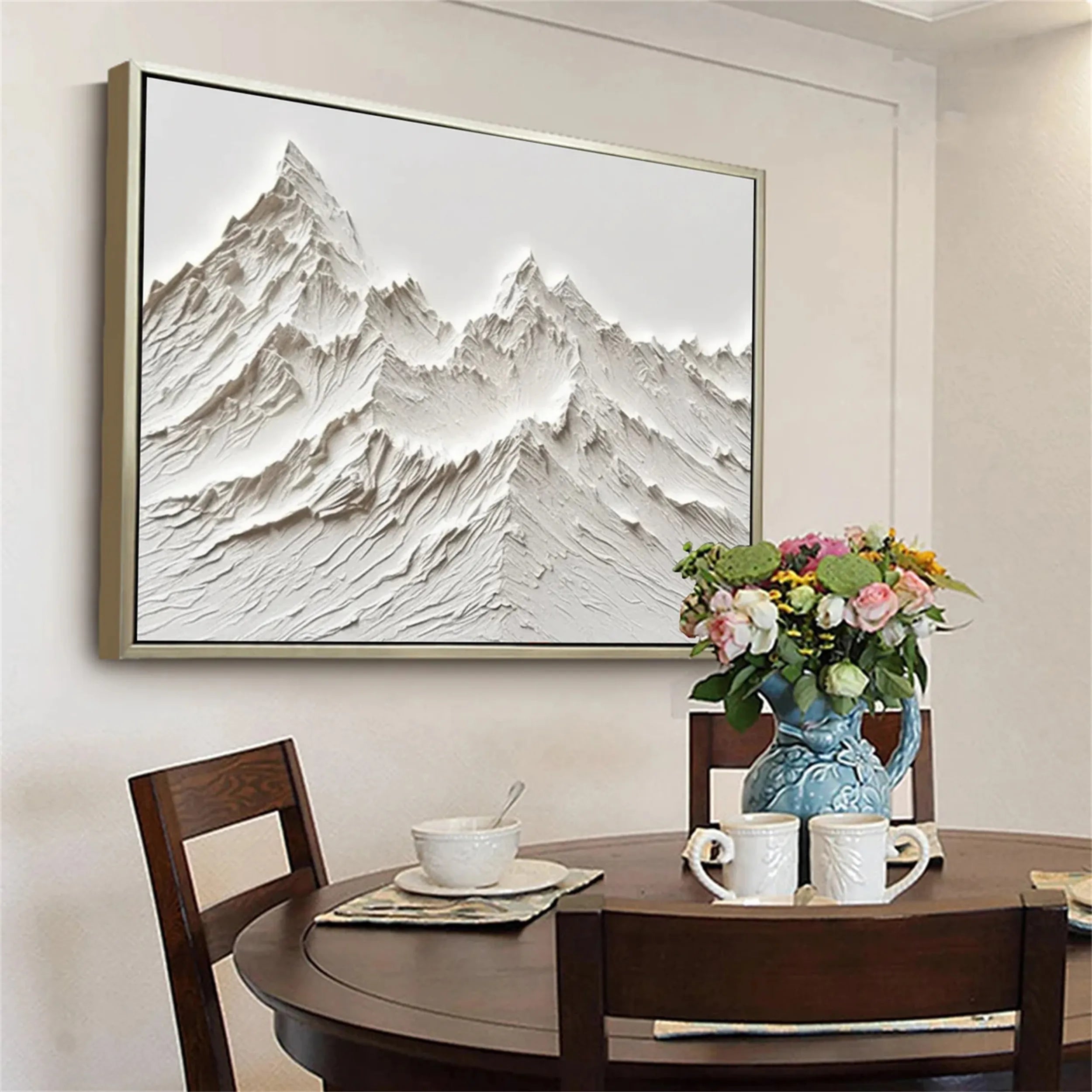 White Minimalist Textured Painting Canvas #MM239 - Premium Abstract Wall Art for Modern Home & Office Decor