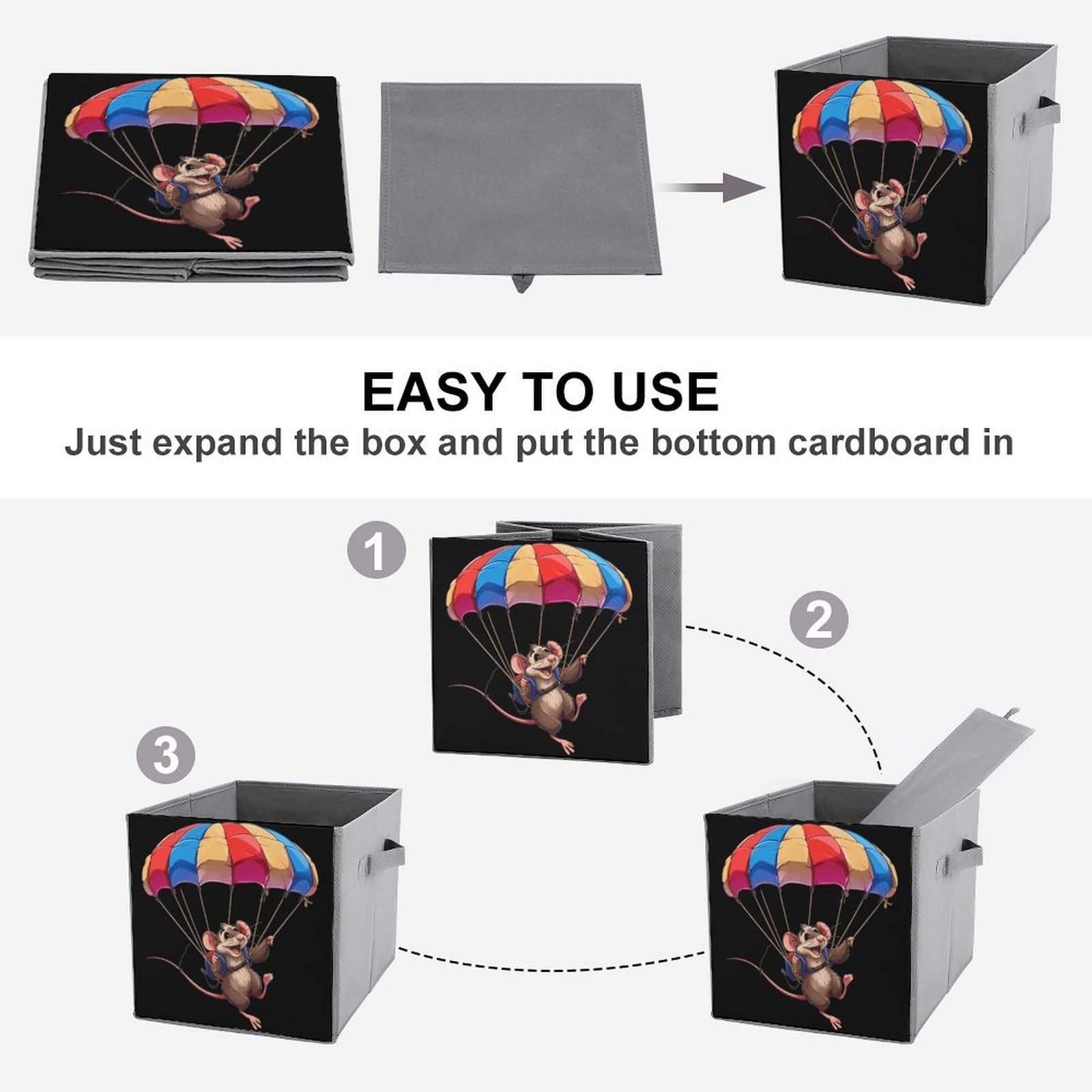 Foldable Storage Bins with Handles - 2PCS for Home & Office Organization
