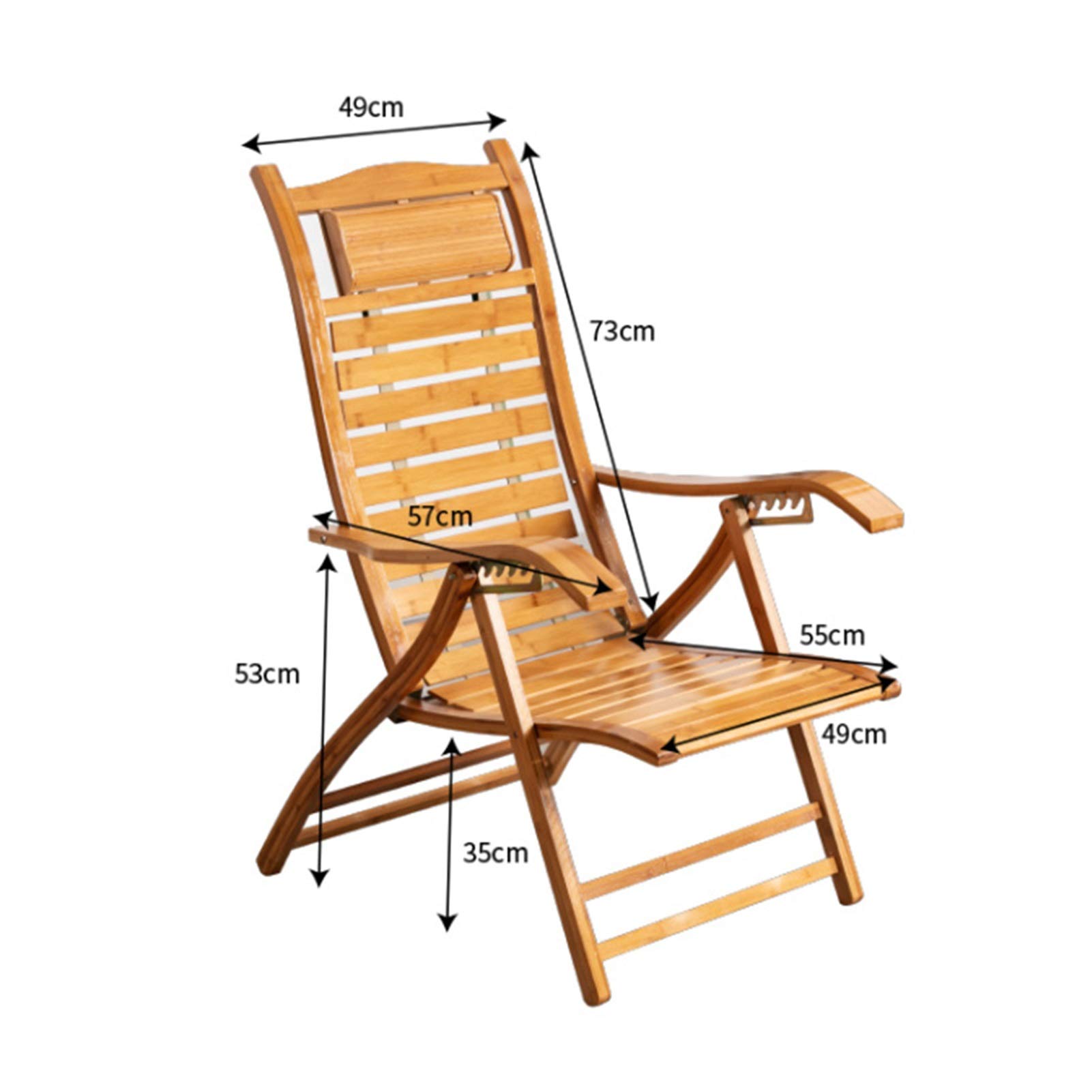 Adjustable Wooden Folding Recliner Chair - 5-Position Backrest with Headrest, Outdoor Sun Lounger for Garden, Balcony & Patio | Perfect for Relaxing, Sunbathing & Napping