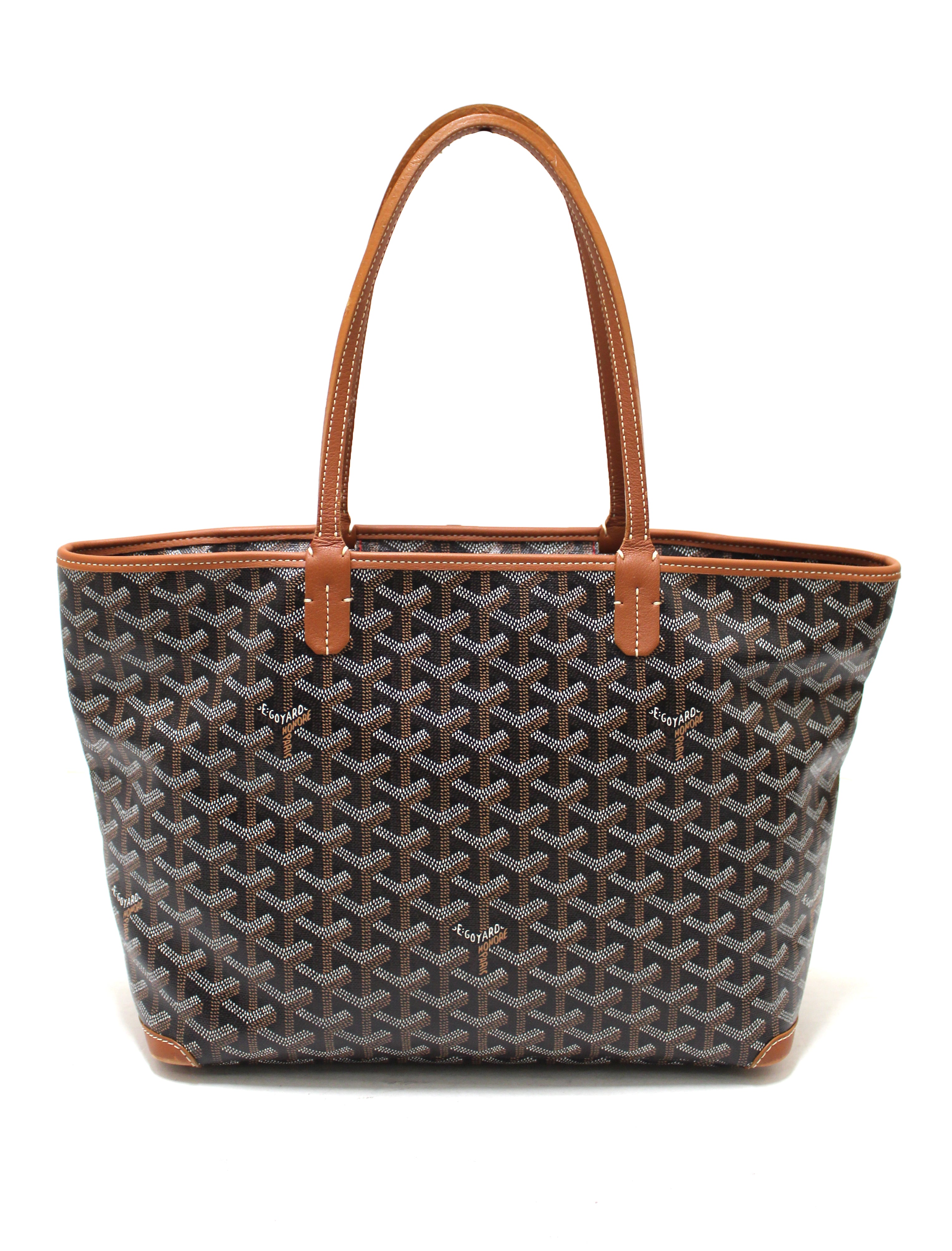 Authentic Goyard Artois PM Tote Bag - Black & Brown Chevron Print Luxury Shoulder Bag for Women | Perfect for Work, Travel & Everyday Use