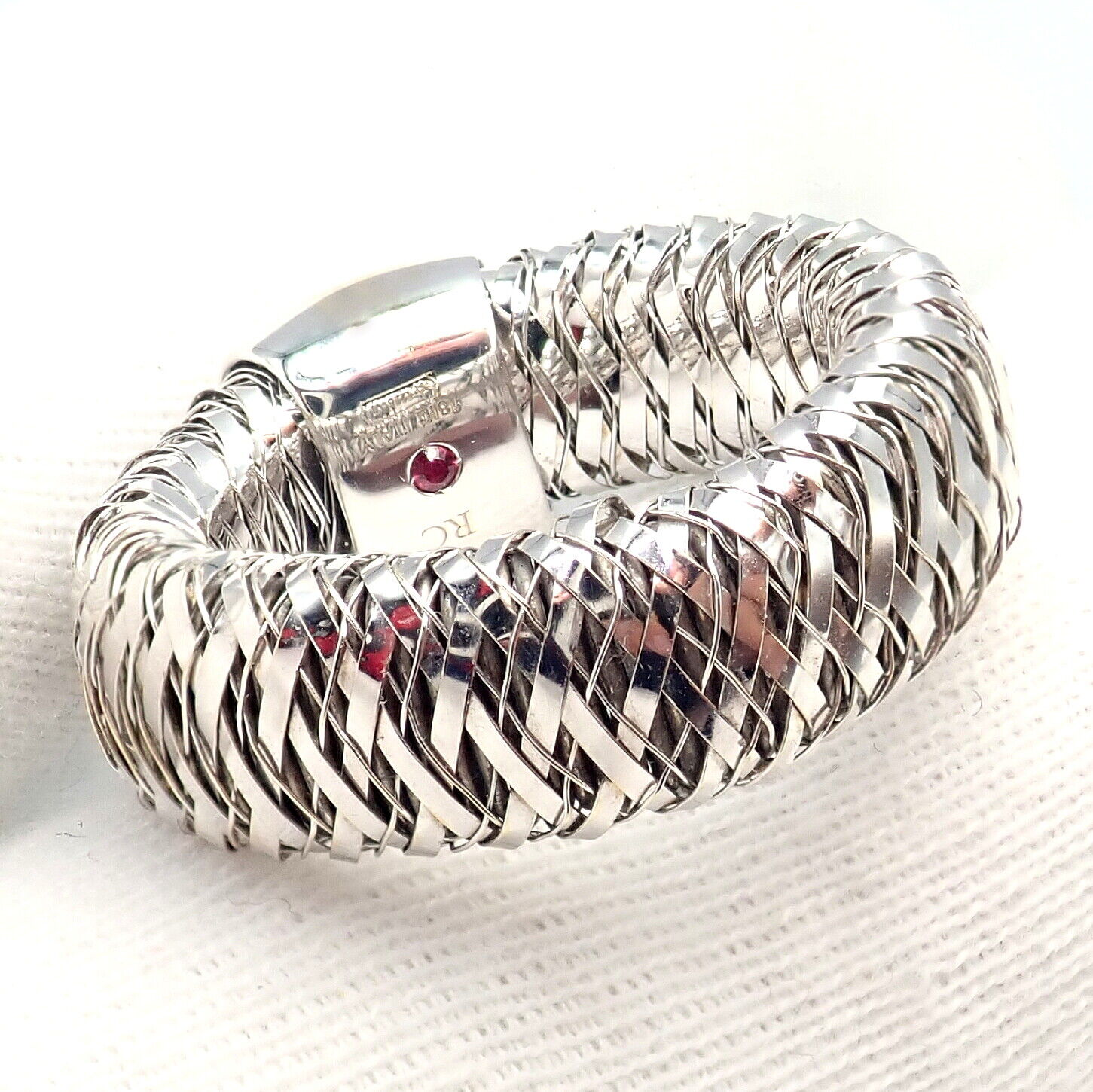 Authentic Roberto Coin Primavera 18K White Gold Diamond Flexible 10mm Ring - Elegant Jewelry for Weddings, Anniversaries & Special Occasions
