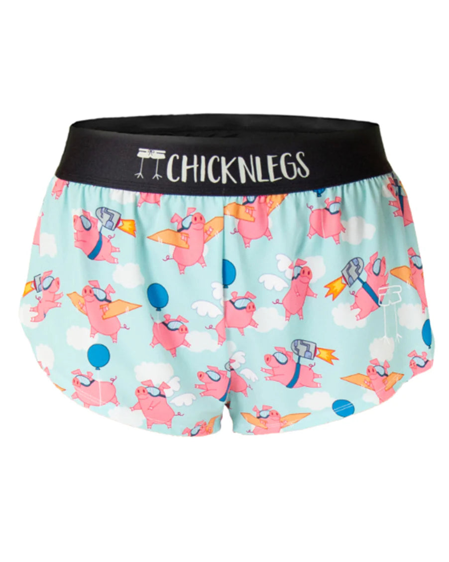 Women's Flying Pigs 1.5 Inch Split Running Shorts - Lightweight & Breathable for Workouts, Jogging, and Gym