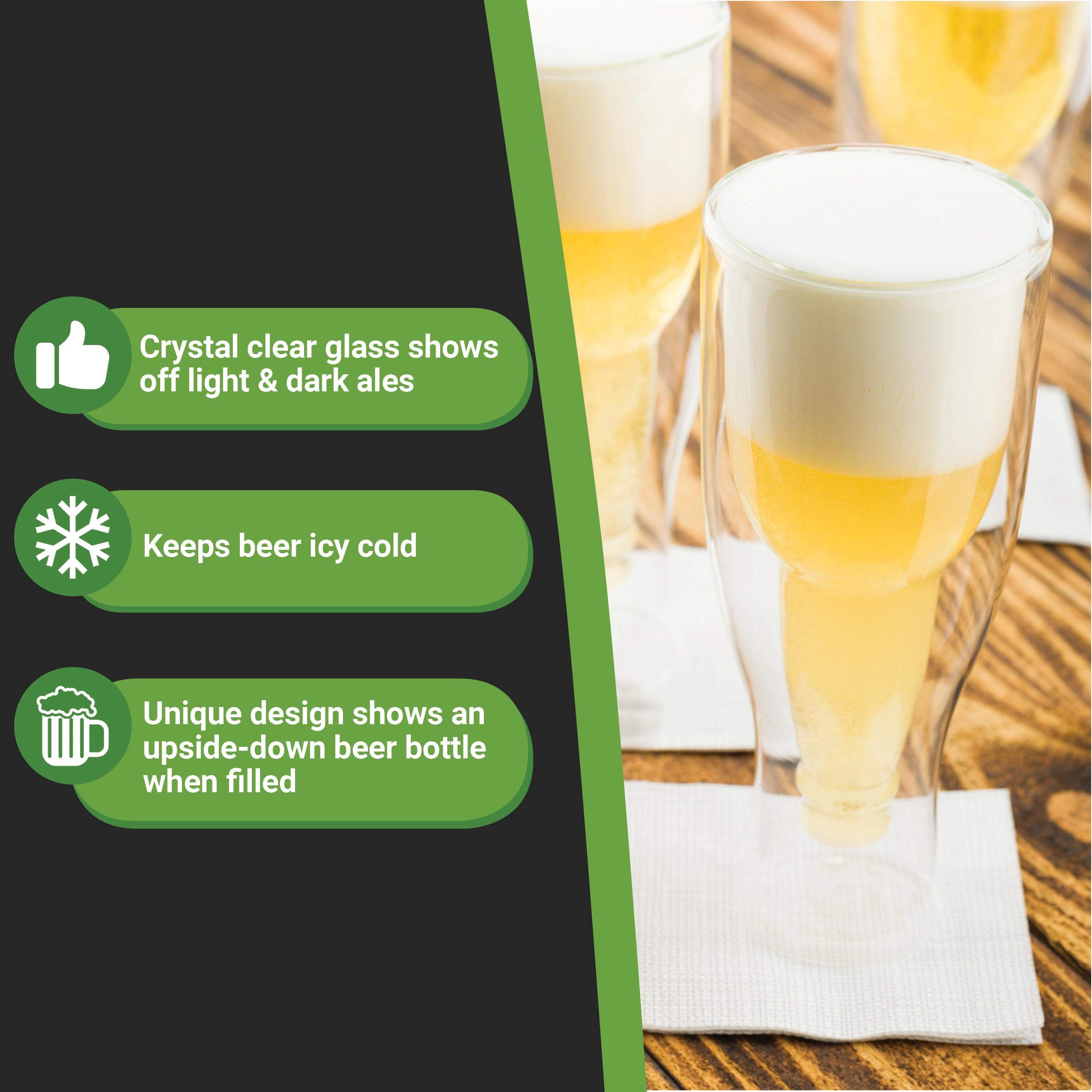 Restaurantware Forma 9oz Double Wall Beer Glasses - 10-Pack Shatterproof Clear Drinking Glasses with Rolled Rim for Beer, Cocktails, Wine & Beverages - Perfect for Bars, Restaurants & Home Entertaining