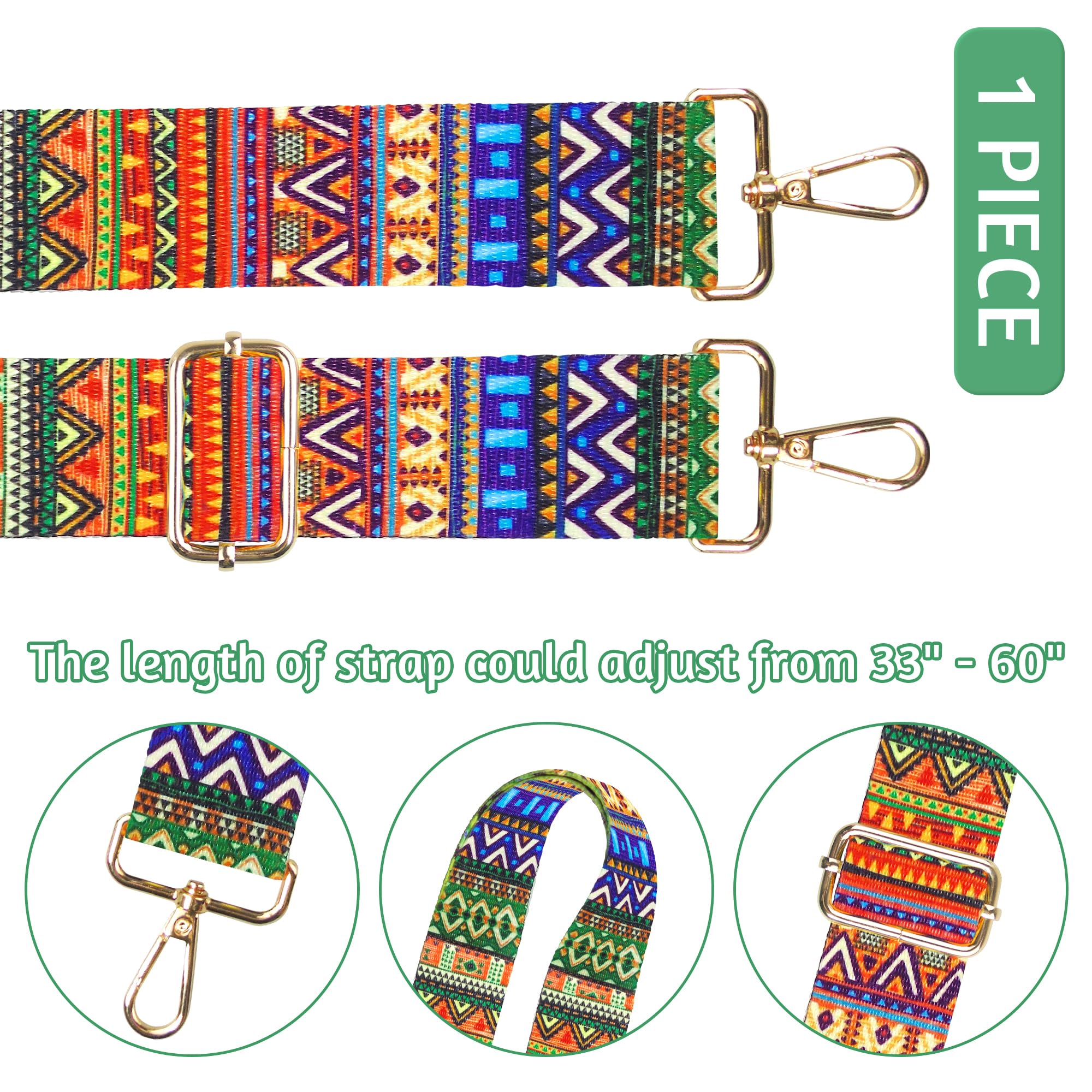 Adjustable Crossbody Purse Straps - Replacement Shoulder Bag Straps for Handbags & Guitar - Durable & Stylish for Everyday Use, Travel & Shopping