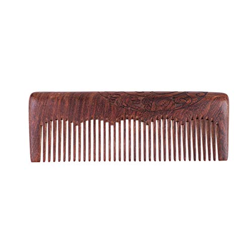 Exceart Sandalwood Wooden Hair Comb for Men & Women - Portable Styling Comb with Decorative Design for Daily Grooming, Travel & Salon Use