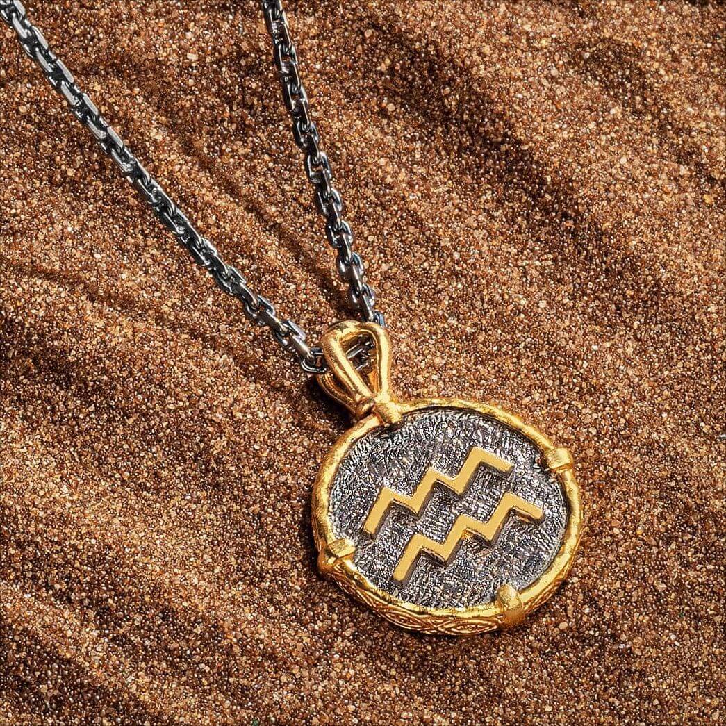18K Gold Retro Zodiac Astrology Pendant Necklace - Personalized Horoscope Jewelry Gift for Women | Perfect for Birthday, Anniversary & Spiritual Occasions