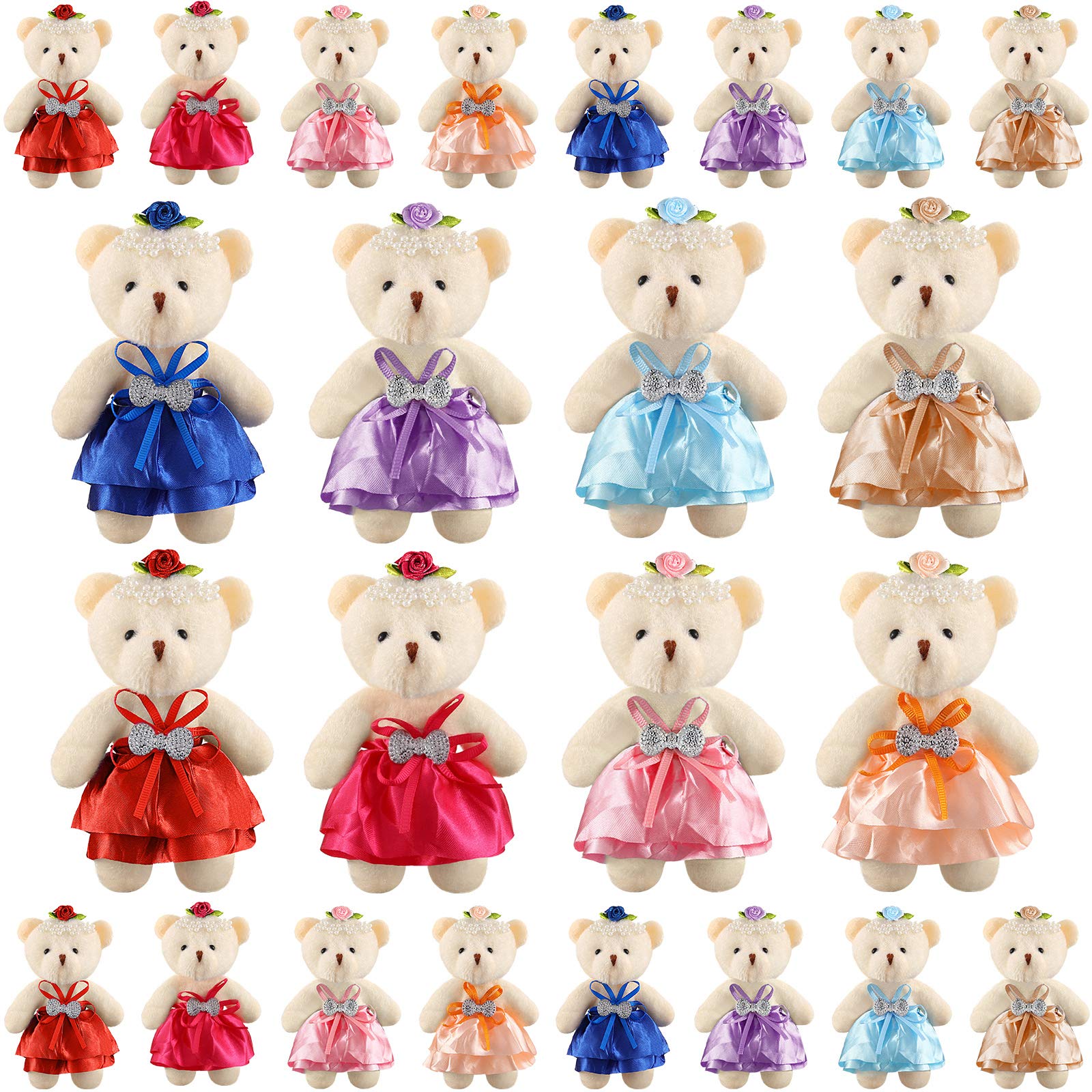 24-Piece Mini Plush Bear Stuffed Animals - Cute Valentine's Day Gifts, Birthday Party Favors, Wedding Cake Decorations & Baby Shower Supplies - Perfect for DIY Crafts, Gift Bags and Home Decor