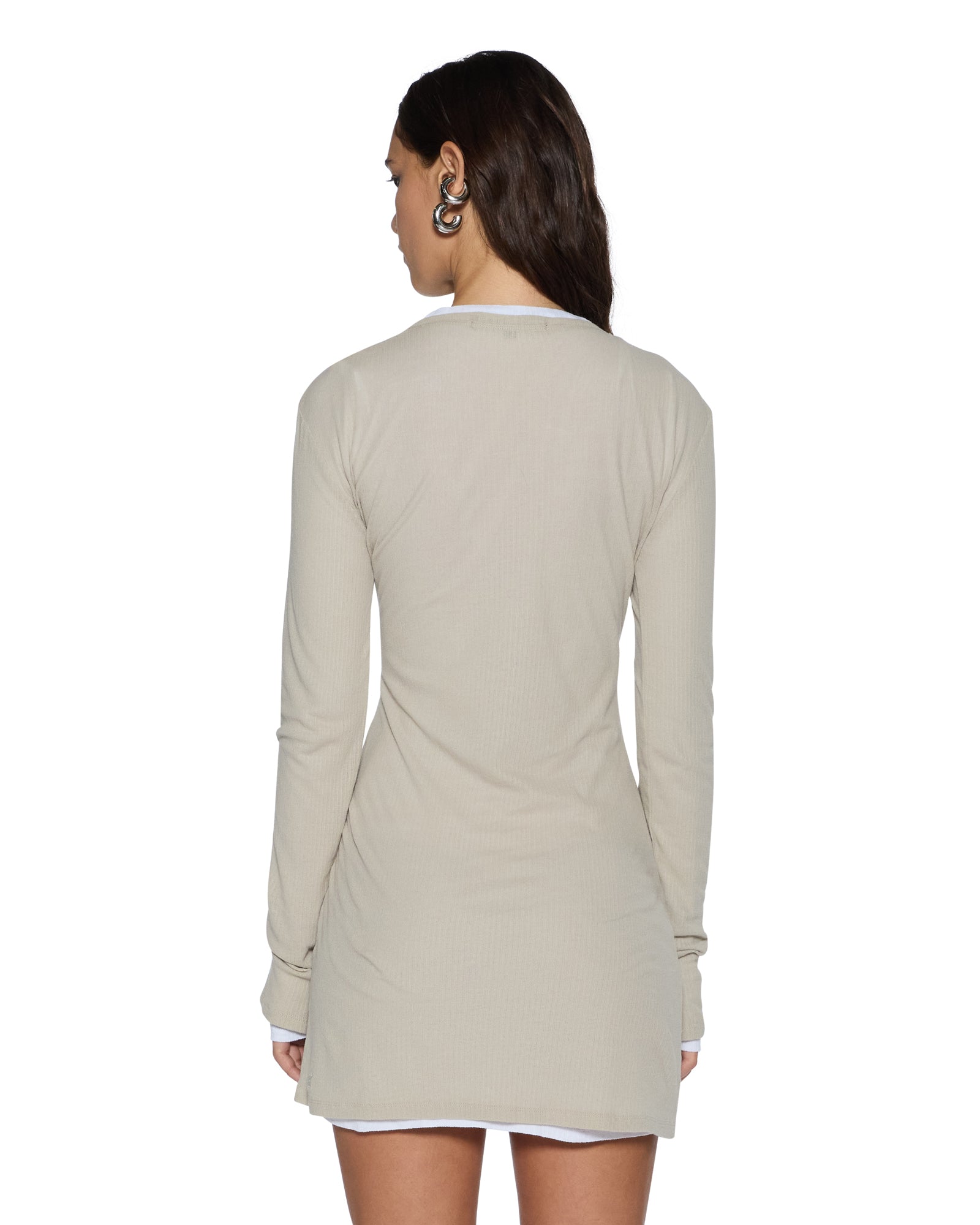 Crawford LS Mini Dress in Taupe - Elegant Long Sleeve Casual Dress for Women | Perfect for Fall, Winter, Date Nights & Office Wear