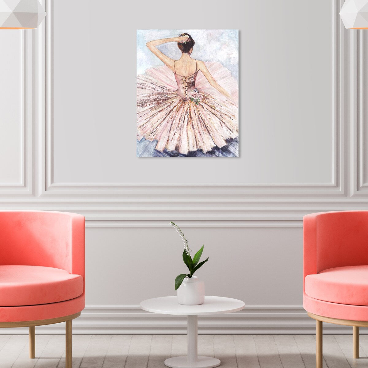 Ballet Dancer Tutu Wall Art - Pink Roses Inspired Canvas Print for Living Room, Bedroom & Nursery Decor | Elegant Ballet Home Decor