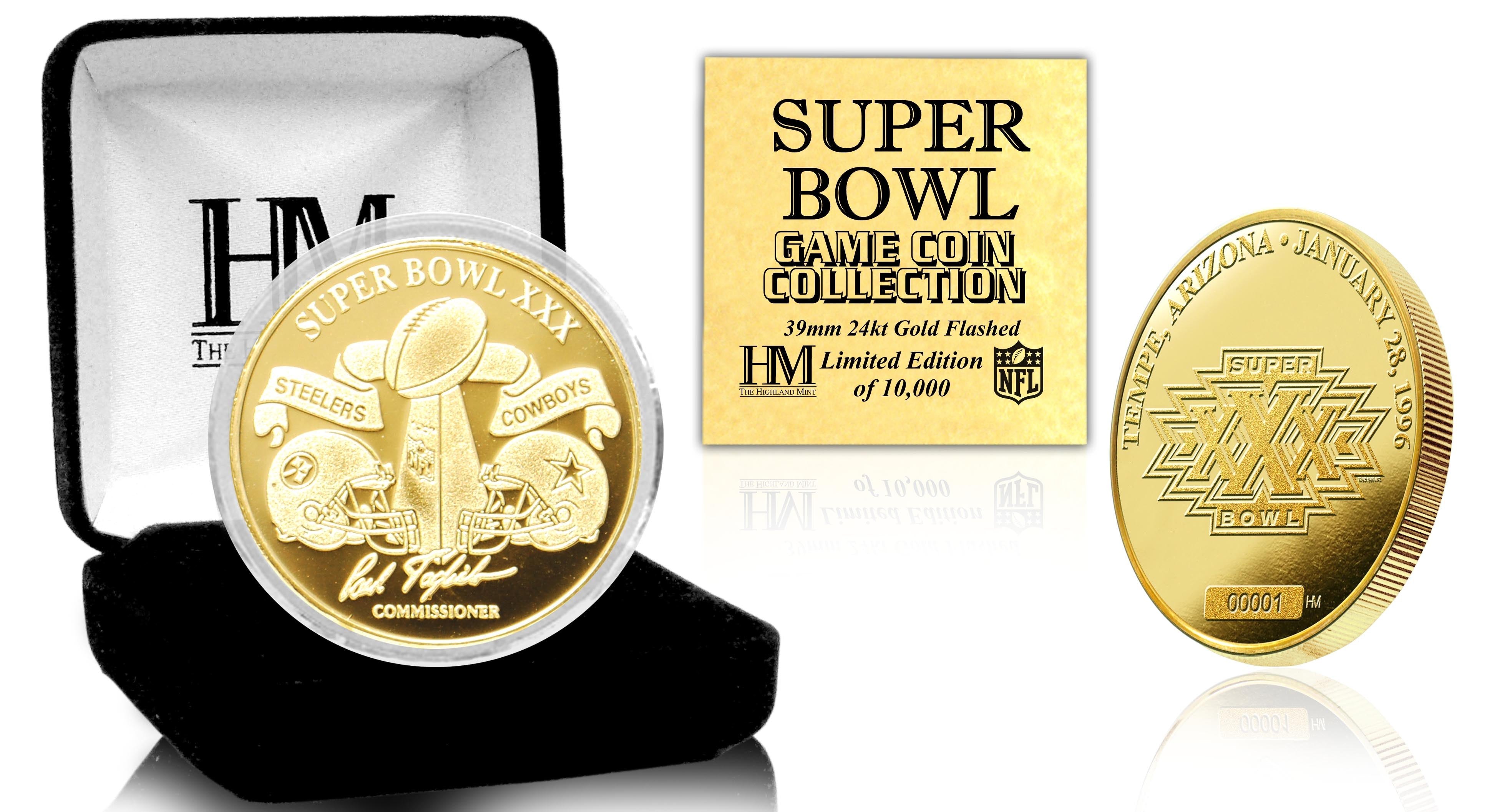 Super Bowl XXX 24K Gold Commemorative Flip Coin - Perfect for Football Collectors, Sports Memorabilia & Game Day Decision Making