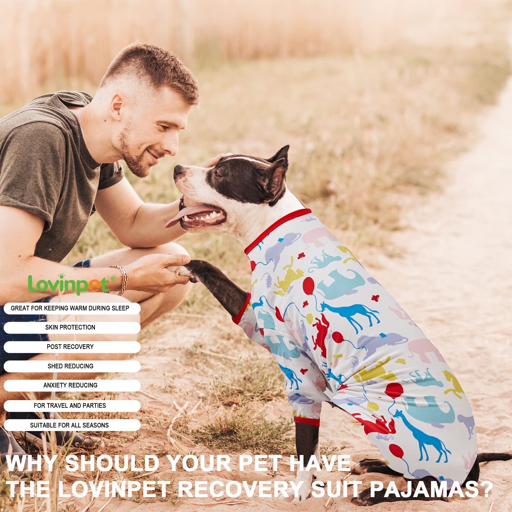 LovinPet Large Dog Pajamas for Giant Breeds - Soft Lightweight Pullover Recovery Shirt for Post-Surgery Comfort | Cozy Dog Jammies for Medium to Large Dogs | Perfect for Winter Nights & Post-Operative Care