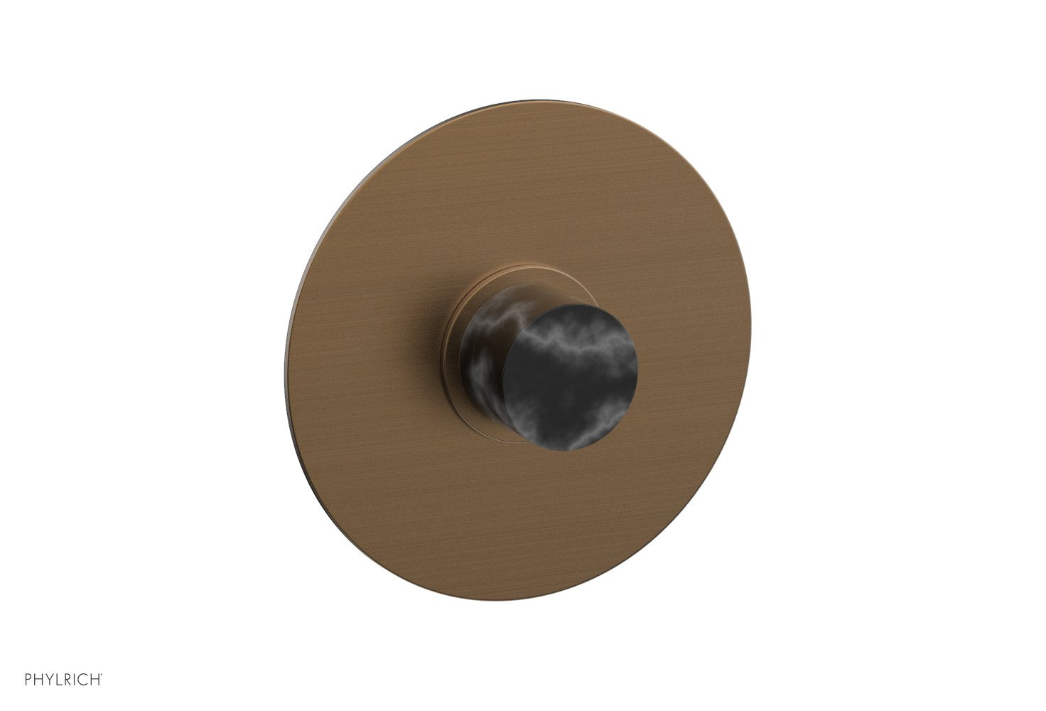 BASIC II 3/4 Thermostatic Round Shower Trim Plate with Black Marble Handle - Modern Bathroom Faucet for Luxury Showers (Model 4 182) | Perfect for Spa-Like Bathroom Renovations