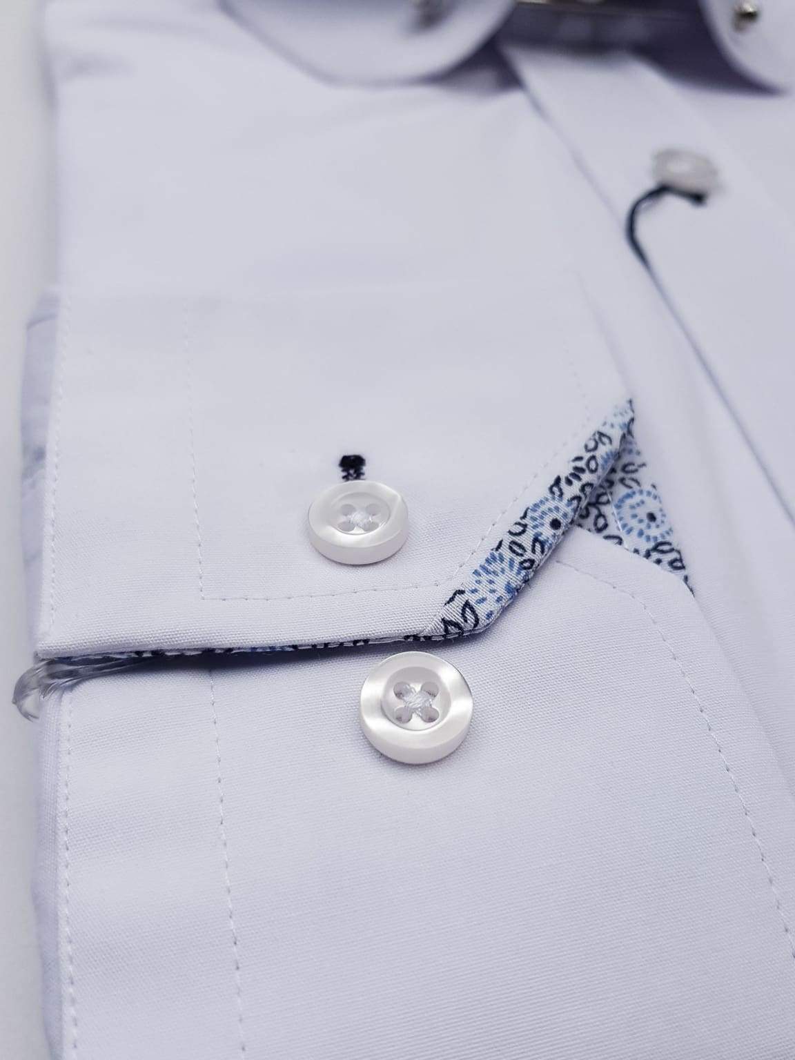 Marc Darcy Benson White Penny Collar Shirt with Collar Bar - Classic Formal Dress Shirt for Business, Wedding & Special Occasions