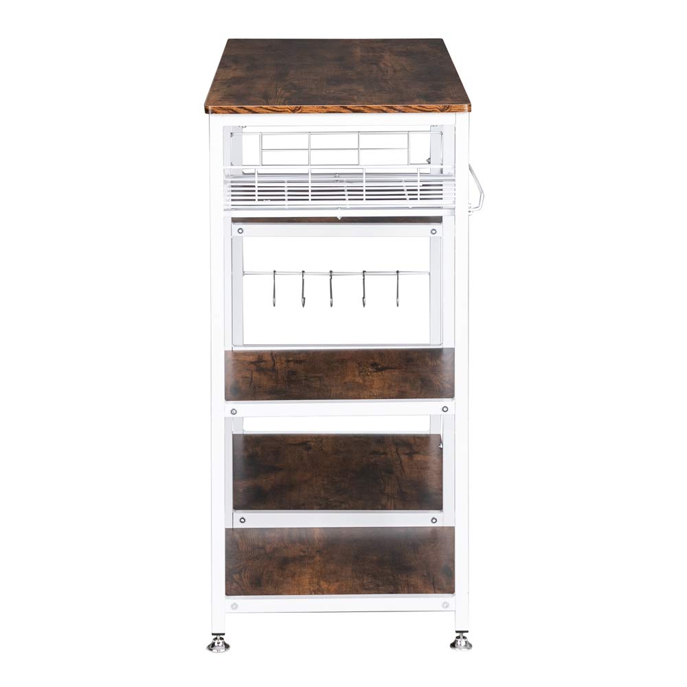 3-Tier Industrial Kitchen Baker's Rack with Microwave Stand - White Storage Cart for Baking, Cooking & Organizing - Perfect for Small Kitchens, Bakeries & Home Chefs