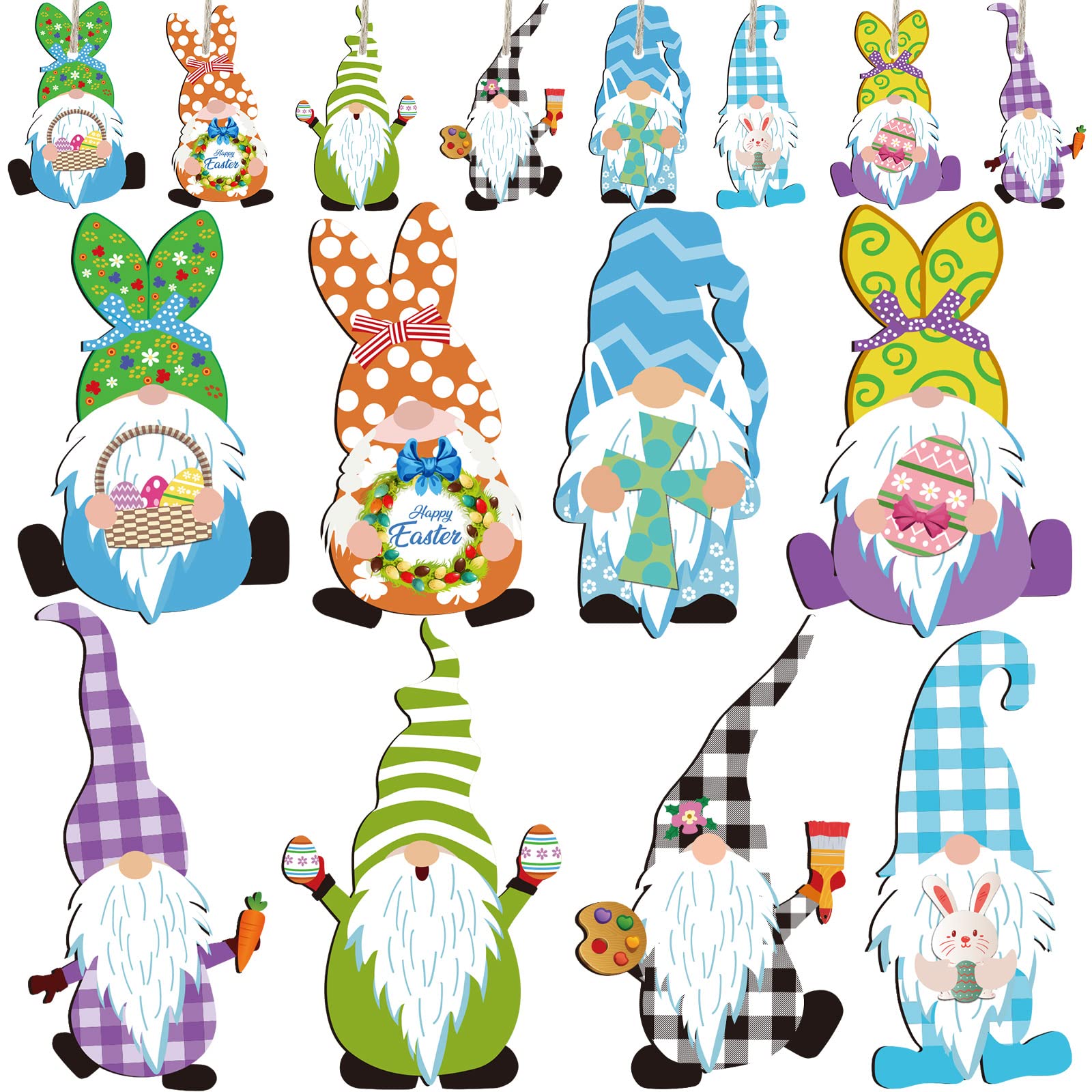 40-Piece Easter Wooden Gnome Ornaments Set - Spring Bunny Gnomes & Elf Decor for Easter Tree, Hanging Party Decorations - Perfect for Easter Celebrations, Home Decor, and Spring Festival Gifts