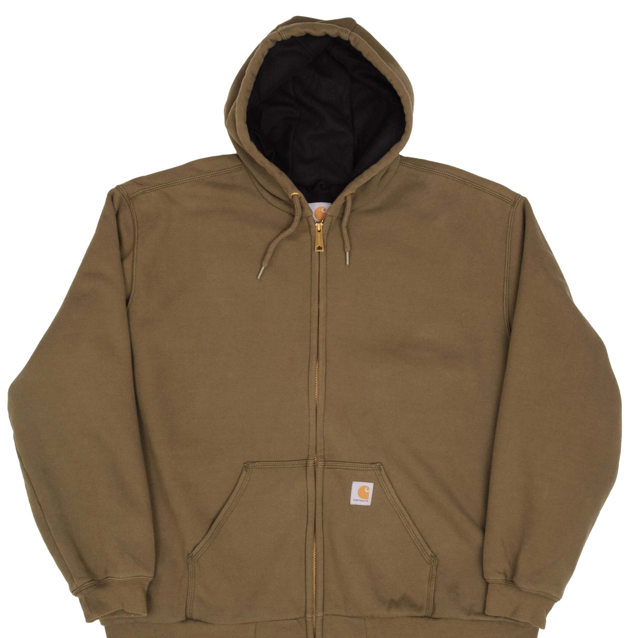 Vintage Carhartt Heavyweight Full Zip Brown Hoodie Sweatshirt for Men - Size 2XL - Warm Workwear for Outdoor Activities & Casual Wear