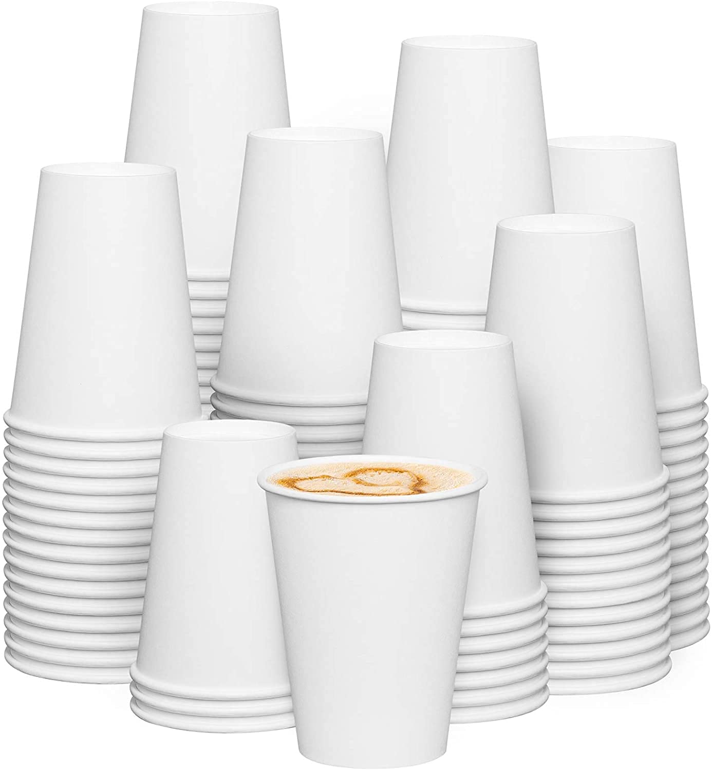 [Bulk Case of 3/300] 900 - 12 oz White Paper Hot Cups for Coffee & Tea | Disposable Cups for Office, Cafes, Restaurants & Events