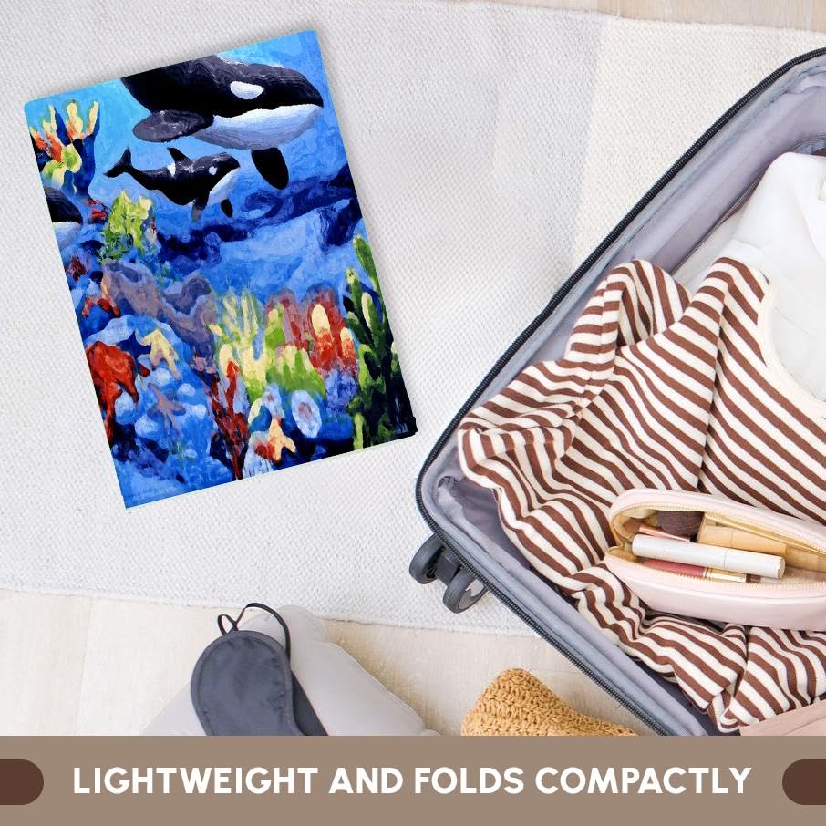3D Rose Whales Underwater Beach Towel - 15
