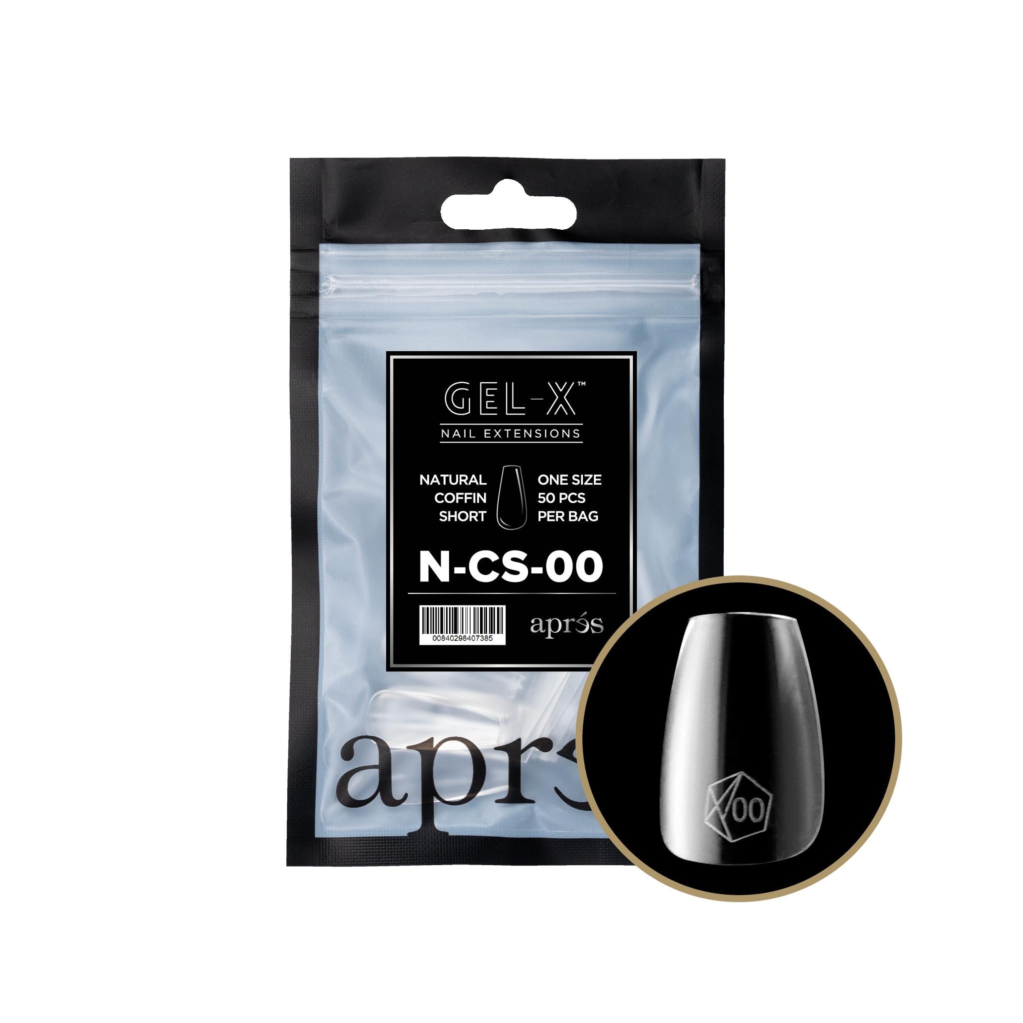 Apres Gel X 2.0 Refill Bags - Natural Coffin Short Size 00 (50 Pcs) | Professional Nail Extension Kit for Salon & Home Manicure | Perfect for DIY Nail Art & Long-Lasting Wear