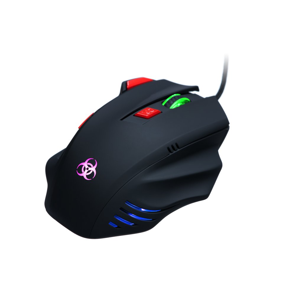 Connect IT Biohazard Gaming Laser Mouse - Wired USB Optical Mouse for PC, Laptop, Computer - Ergonomic Design for FPS, MOBA, MMO Gaming & Office Work