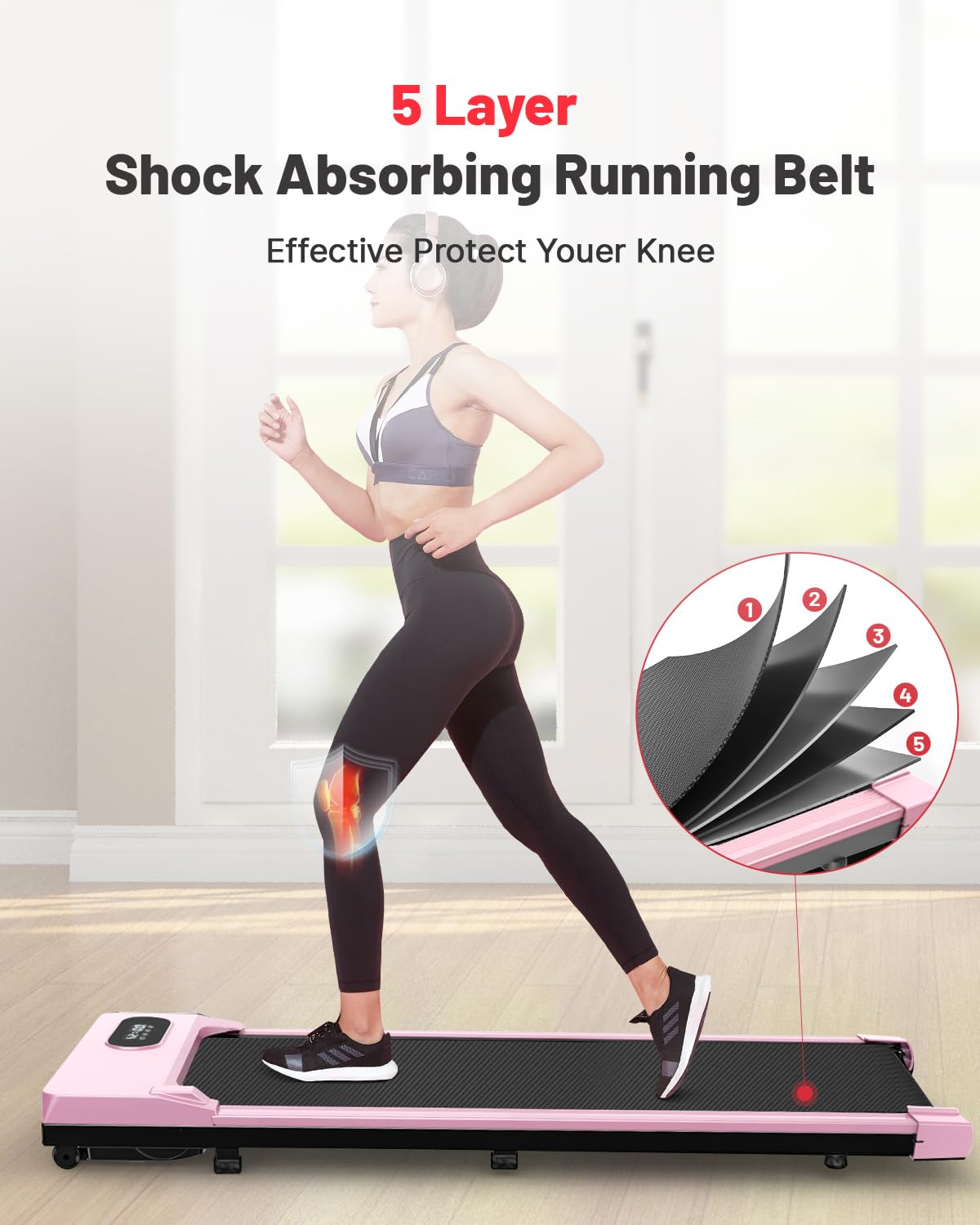 Dskeuzeew 2.5HP Walking Pad Treadmill for Home & Office - Under Desk Treadmill with 300lbs Weight Capacity, Quiet Operation, No Assembly Required - Perfect for Walking Workouts While Working, Watching TV or Home Gym Use