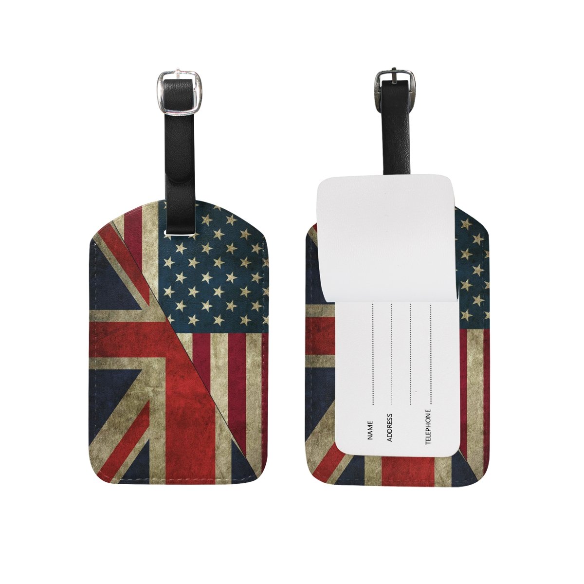 Retro Flag Luggage Tags - Travel ID Privacy Cover for Suitcases
