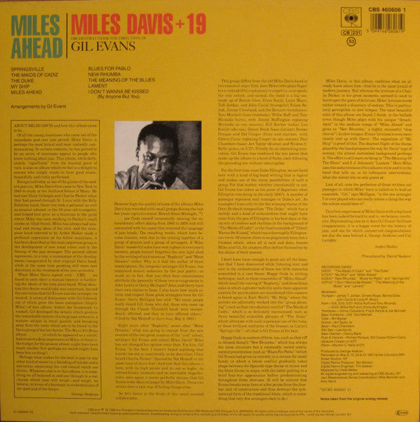 Miles Davis & Gil Evans - Miles Ahead LP Vinyl Record Album (Reissue, Remastered, VG+ Condition) - Perfect for Jazz Collectors & Audiophiles