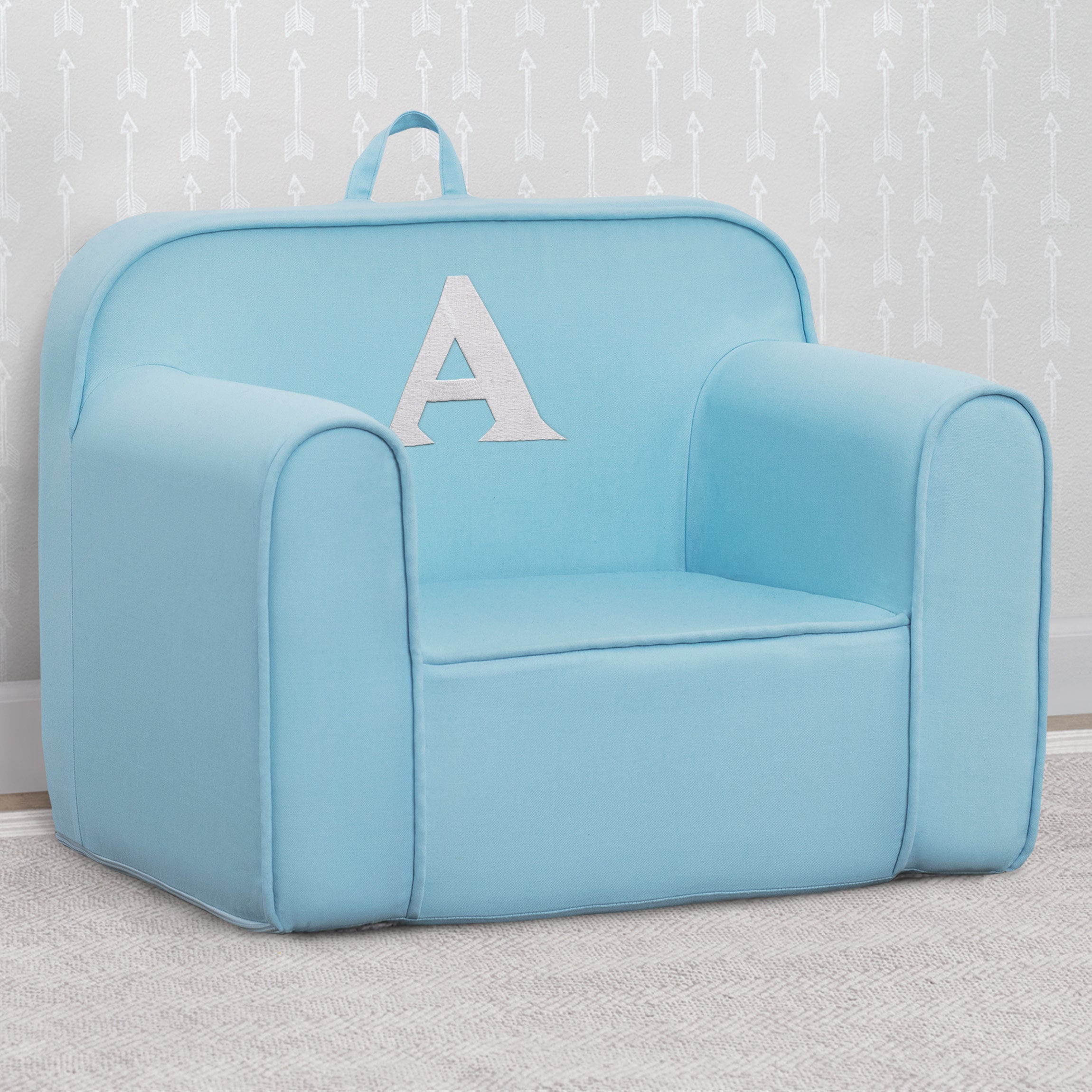 Personalized Monogram Light Blue Cozee Chair - Custom Plush Recliner for Living Room, Nursery & Office - Cozy Reading & Relaxation Seat
