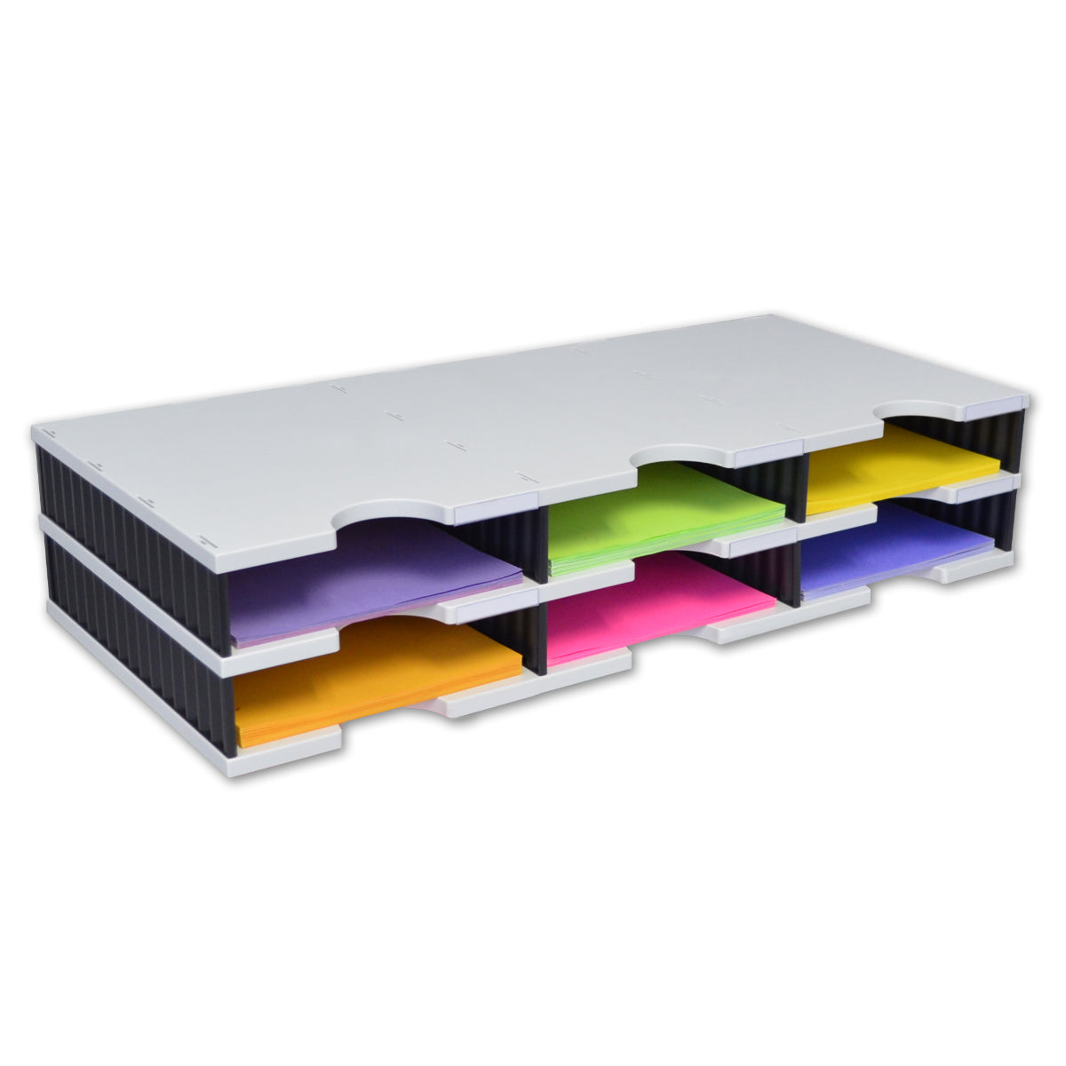 Ultimate Office TierDrop Desktop Organizer - 6 Compartment File Sorter with Expandable Add-On Tiers | Perfect for Paperwork, Forms, and Document Management in Home Office or Workspace