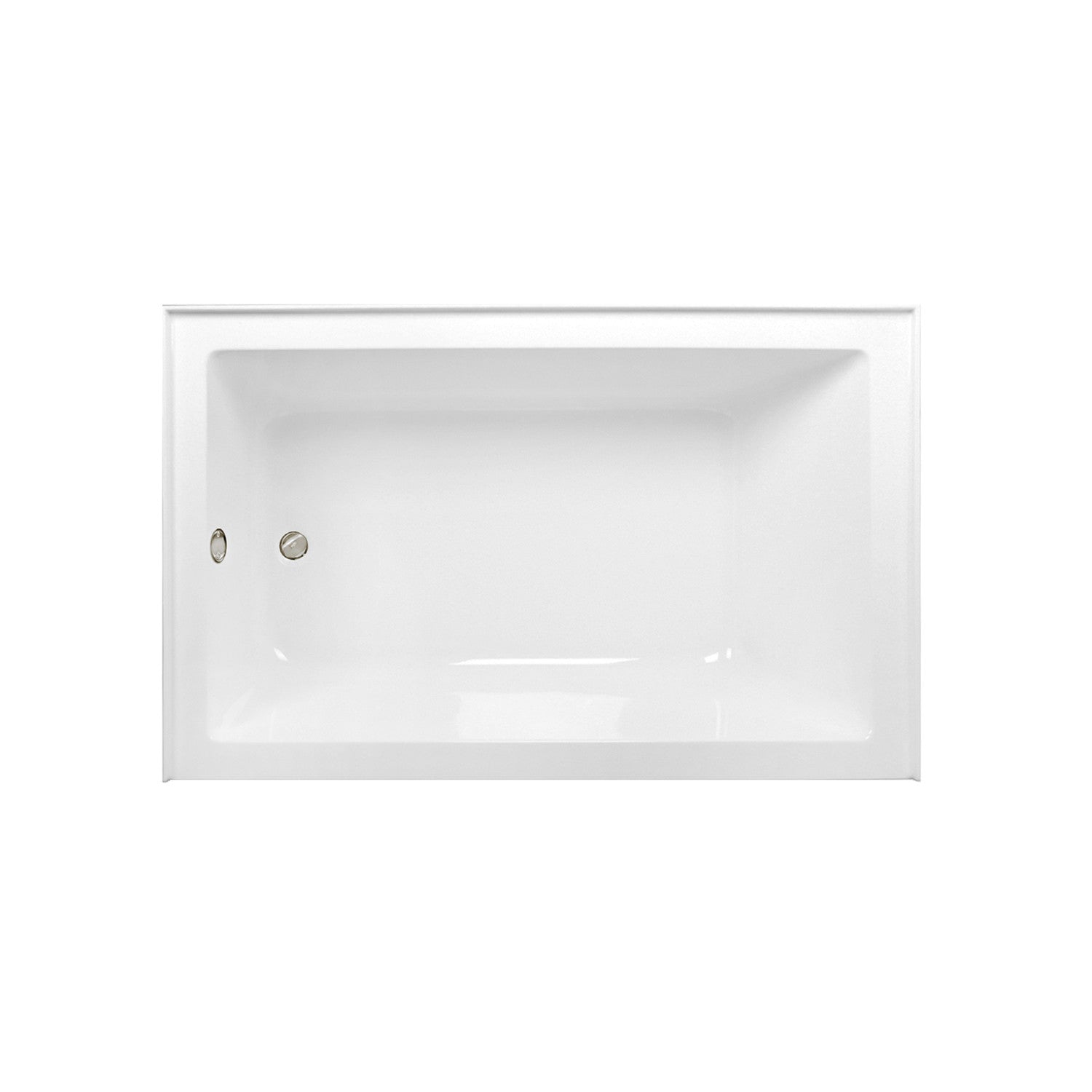 Aqua Eden 60 Inch Acrylic Rectangular 3-Wall Alcove Bathtub Combo with Waste & Overflow Drain - Glossy White/Polished Nickel (Left Hand Drain) | Freestanding Soaking Tub for Modern Bathrooms & Spa Retreats