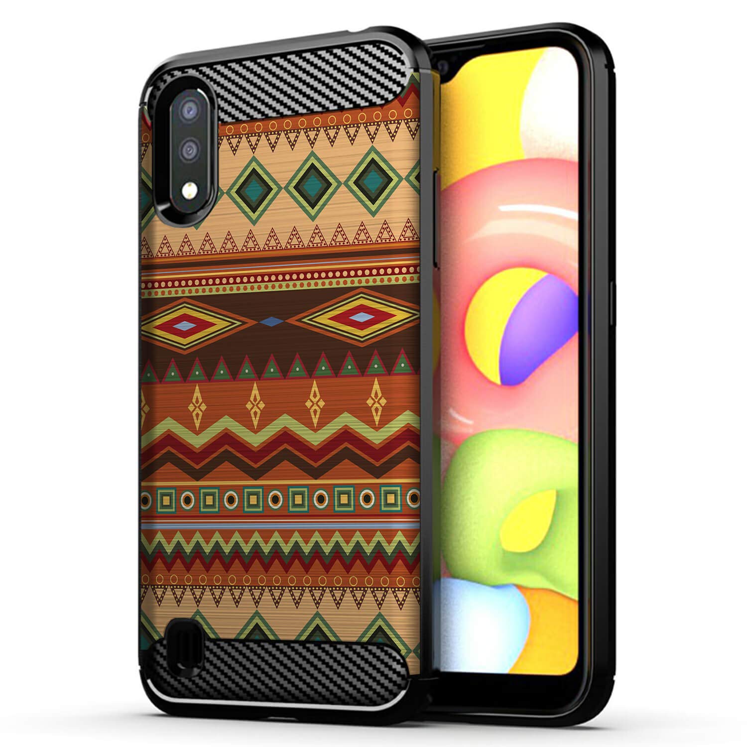 Samsung Galaxy A01 Case, Slim Black TPU Shockproof Protective Cover with Autumn Tribal Pattern - Durable, Flexible & Sleek Design for Everyday Use, Travel & Outdoor Activities
