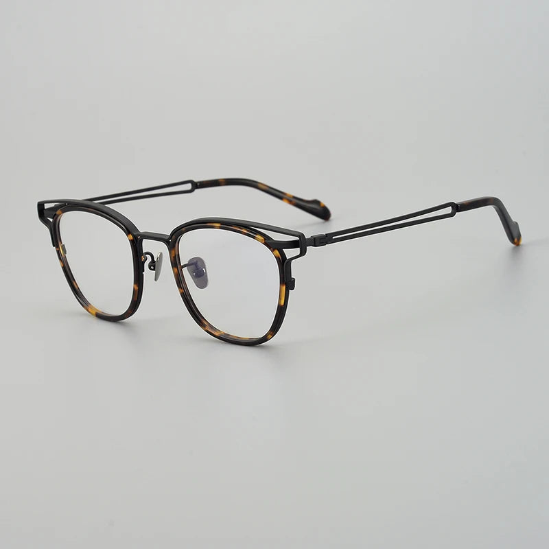 Stylish Unisex Square Titanium Acetate Eyeglasses - Lightweight & Durable Full Rim Glasses for Men & Women - Perfect for Reading, Work & Everyday Fashion