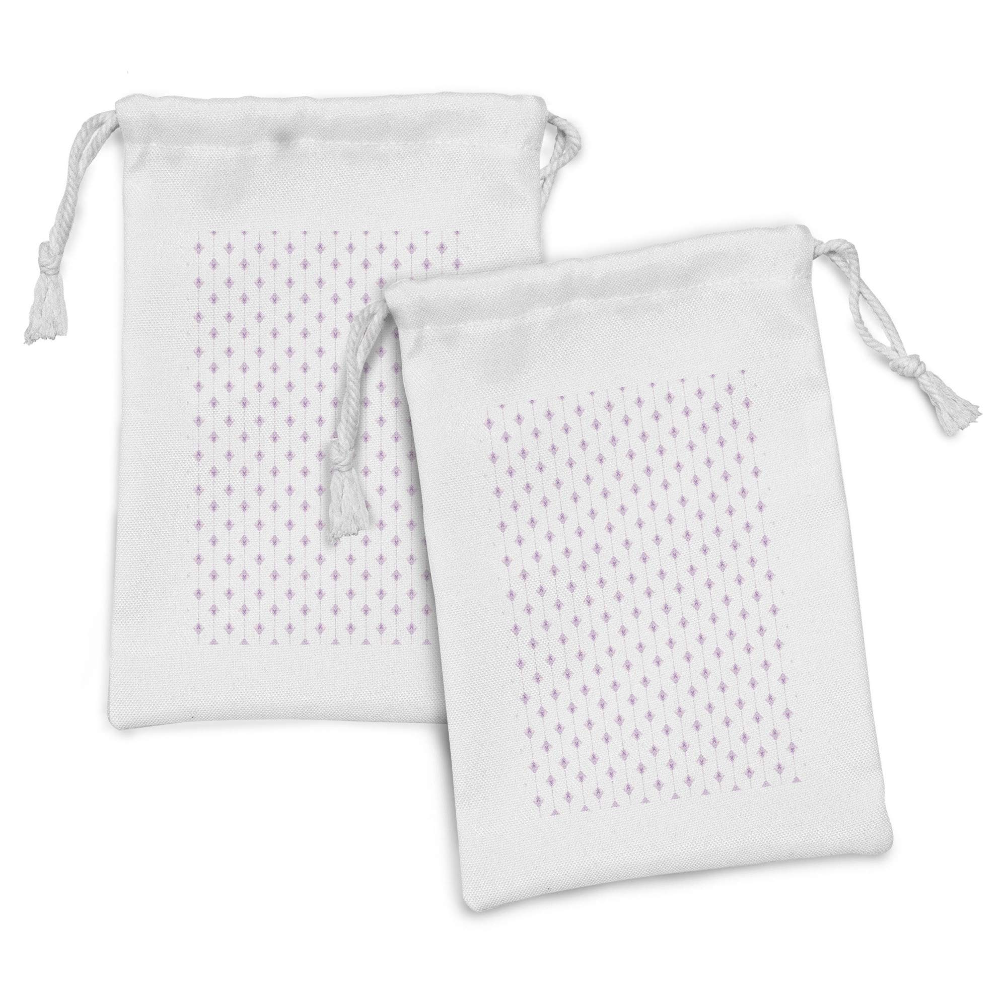 Ambesonne Bohemian Fabric Pouch Set of 2 - Traditional Oriental Drawstring Bags for Toiletries, Jewelry, Masks & Gifts (9