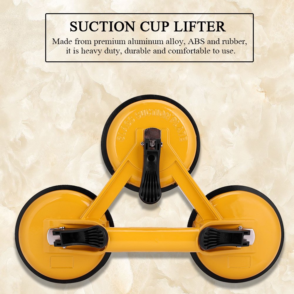 Bicaquu 3-Piece Glass Suction Cup Lifter - Heavy Duty Aluminum Alloy Glass Puller & Remover Tool for Granite, Ceramic Tiles & Windows - Perfect for Moving, Installation & Construction Projects