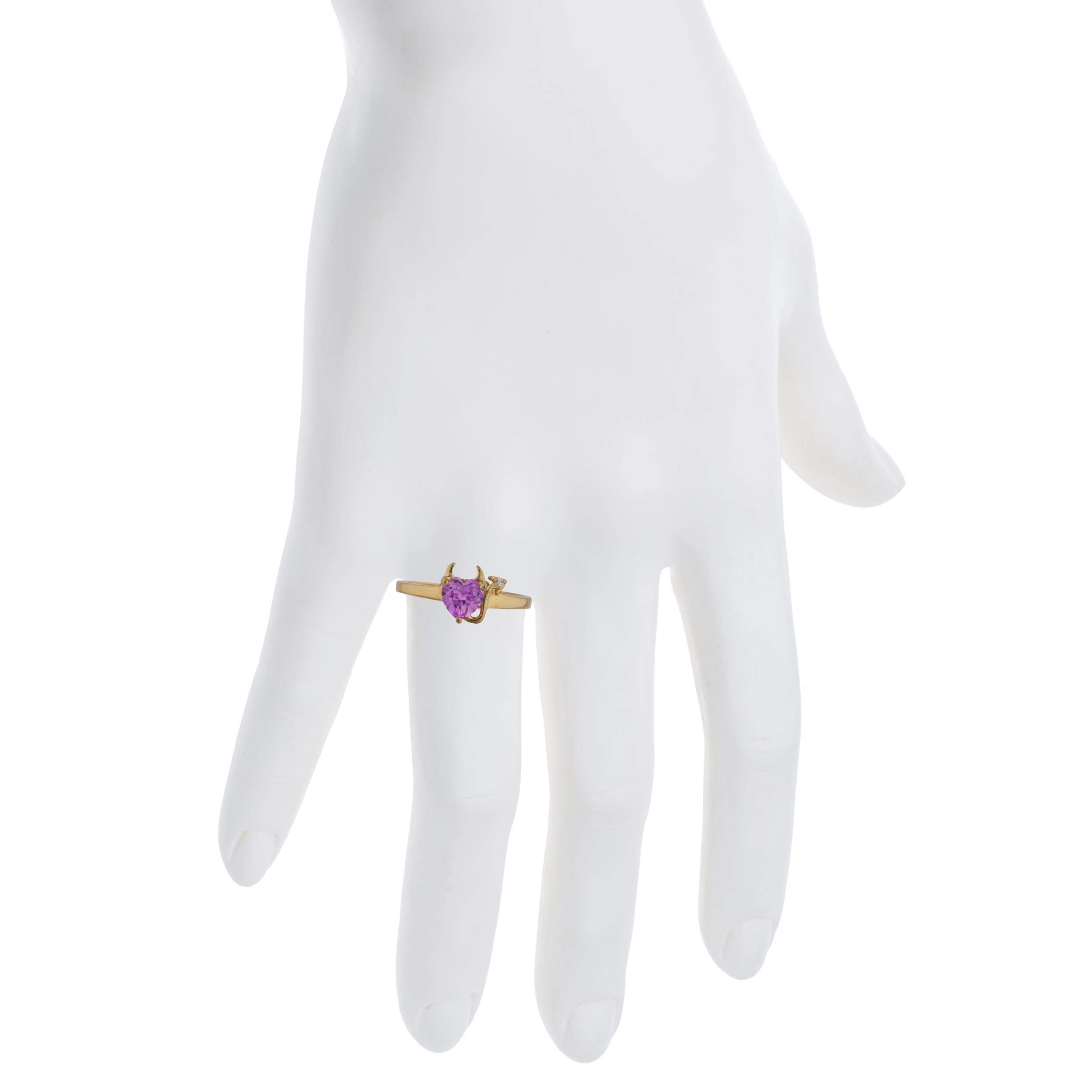 14K Gold Pink Sapphire & Diamond Heart Ring for Women - Elegant Devil Heart Design, Perfect for Valentine's Day, Anniversary & Romantic Gifts