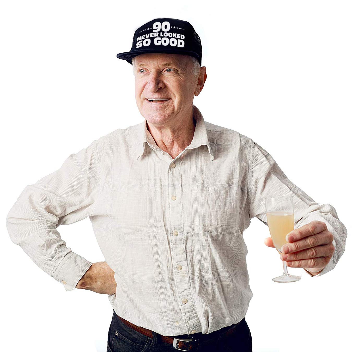 90 Never Looked So Good Birthday Hat - Funny 90th Birthday Party Supplies & Decorations for Women & Men - Perfect for 90th Birthday Celebrations, Milestone Parties & Senior Citizen Events
