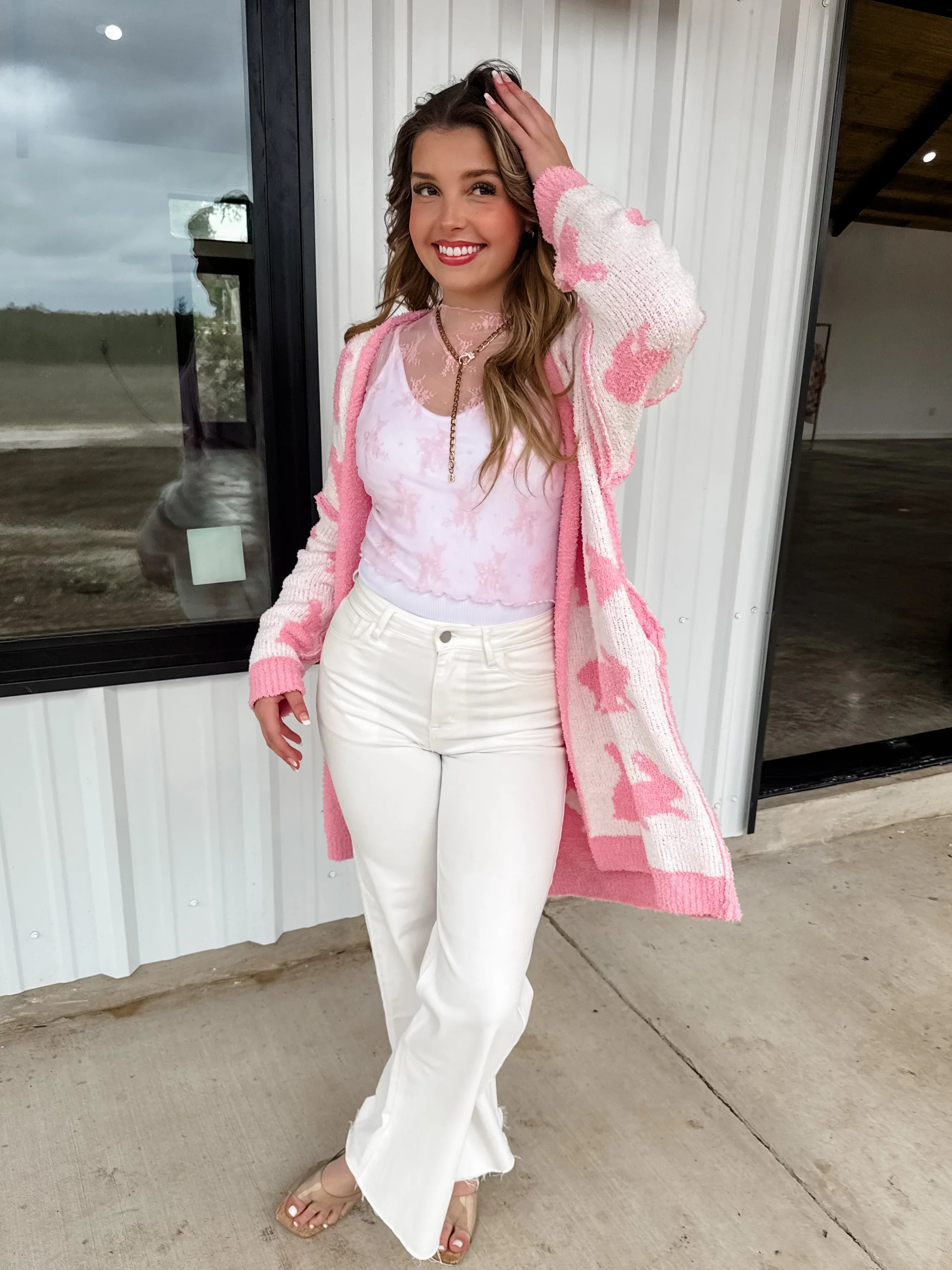 PREORDER: Easter Cloud Cardigan - Floral & Geometric Print Sweater | Cozy Spring Cardigan for Women | Perfect for Easter Brunch & Spring Outfits