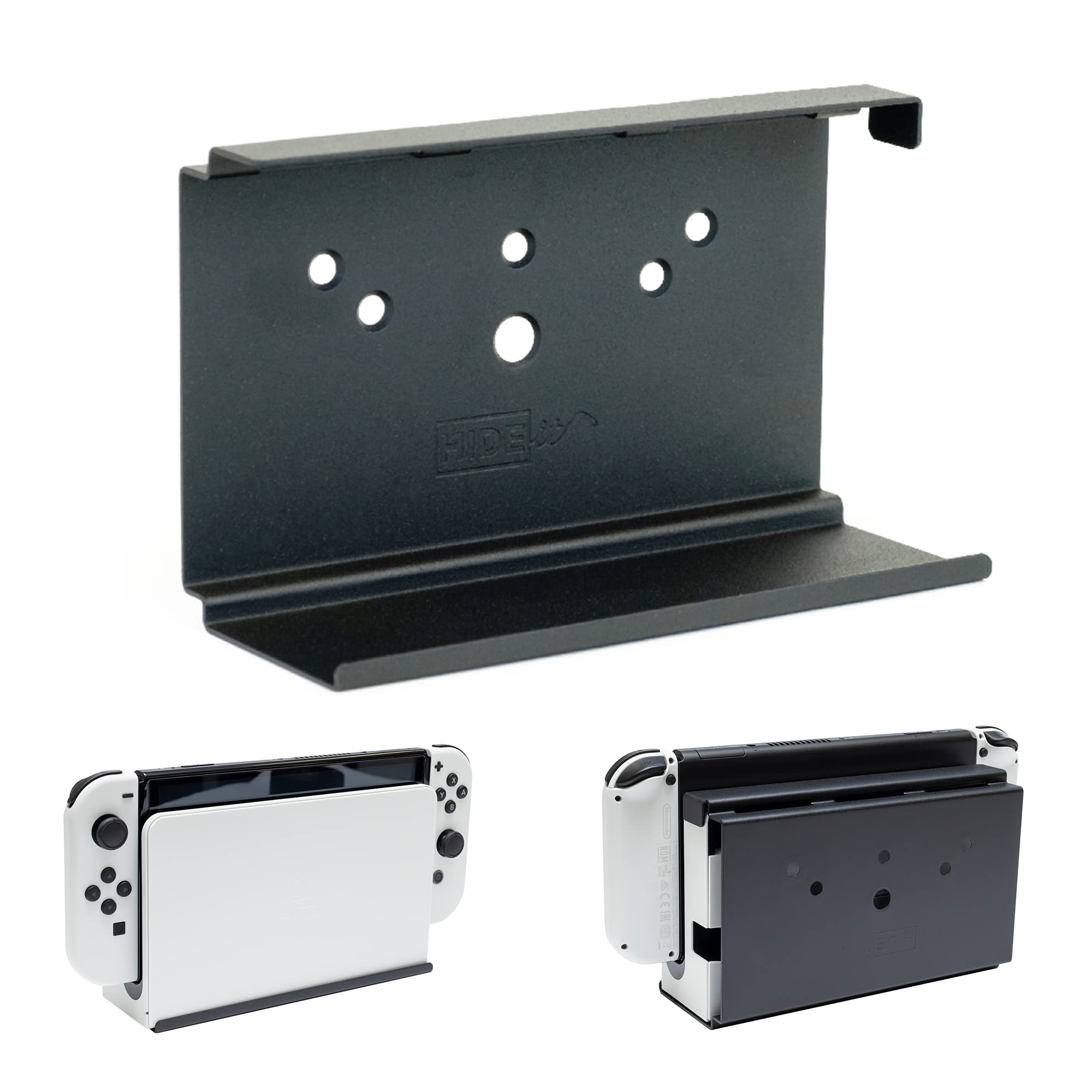 Nintendo Switch Wall Mount by HIDEit Mounts - Durable Steel Bracket for Switch & Switch OLED | Secure Storage Solution for Home, Office & Gaming Setup | Made in USA