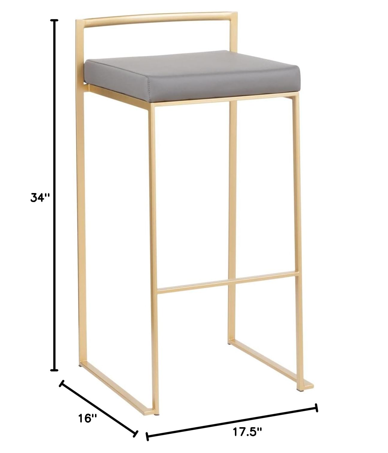 Fuji Stacker Bar Stool Set of 2 - Modern Adjustable Height Bar Chairs for Kitchen Island, Home Bar & Restaurant Counter - Durable & Comfortable Bar Stools for Indoor & Outdoor Use