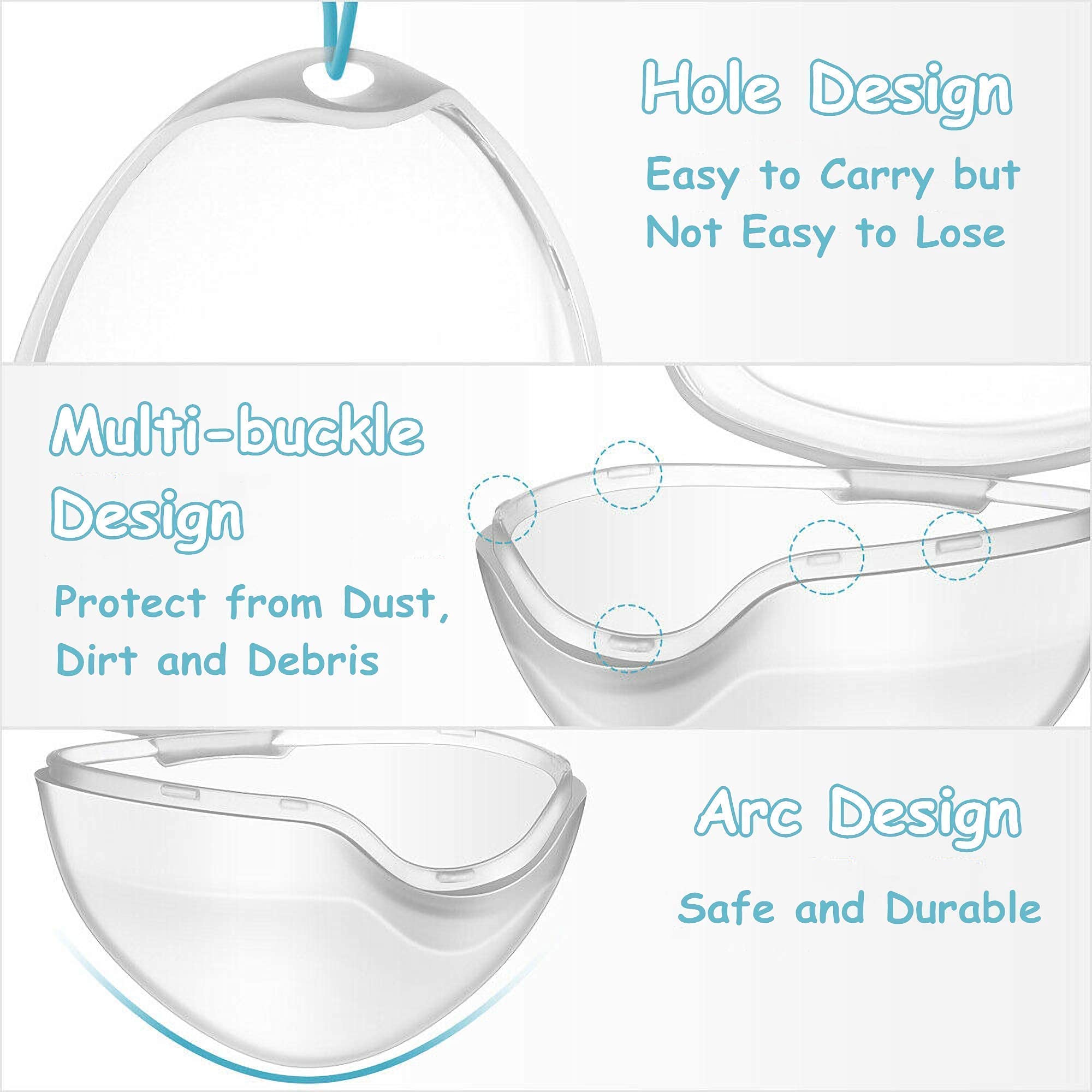 4 Pack Pacifier Holder Case with Clip - Baby Pacifier Storage Box & Binky Organizer for Travel, Daycare & On-the-Go (Pacifier Accessories)
